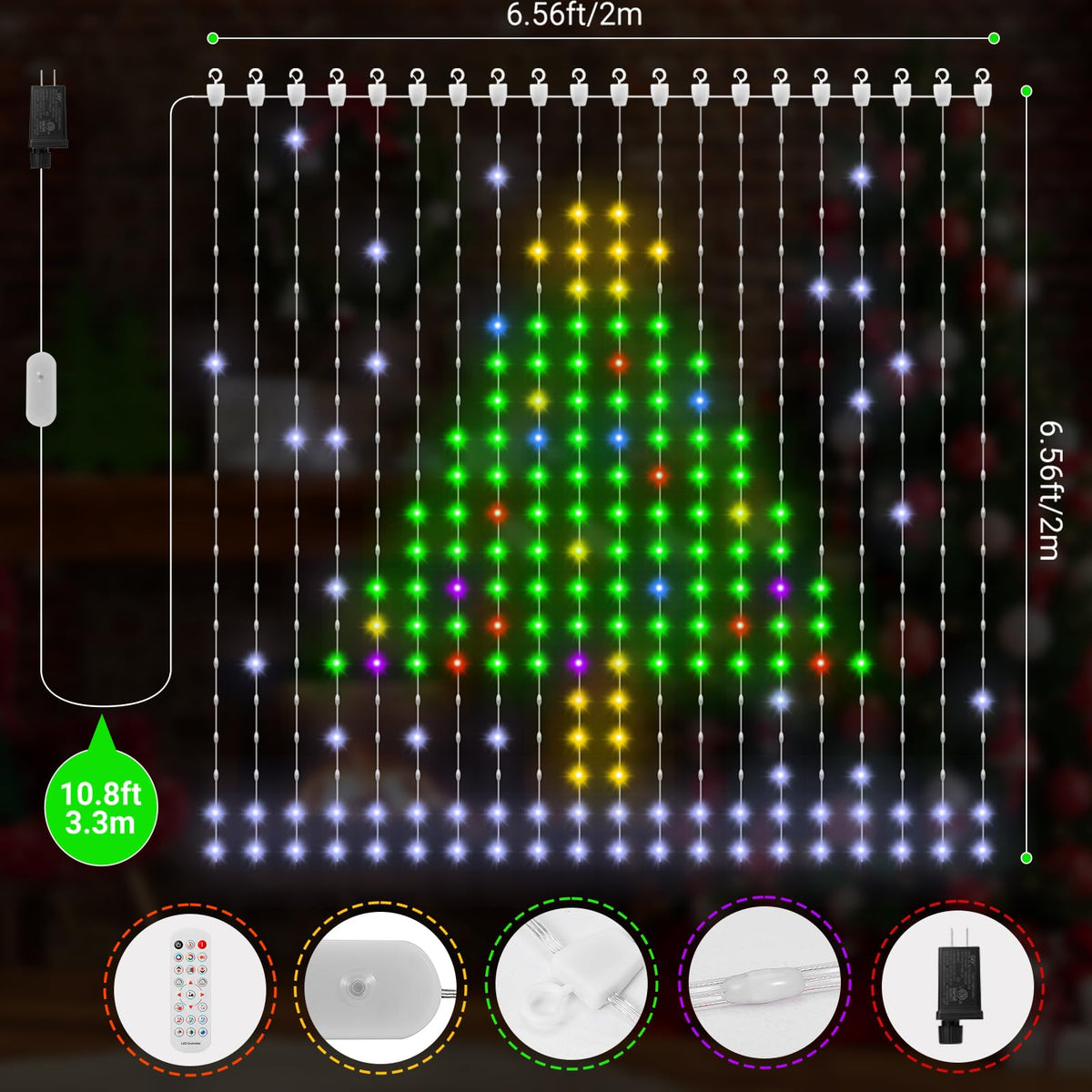 CoziTech Smart Curtain Lights 400 LED, Color Changing Curtain Lights 6. ...