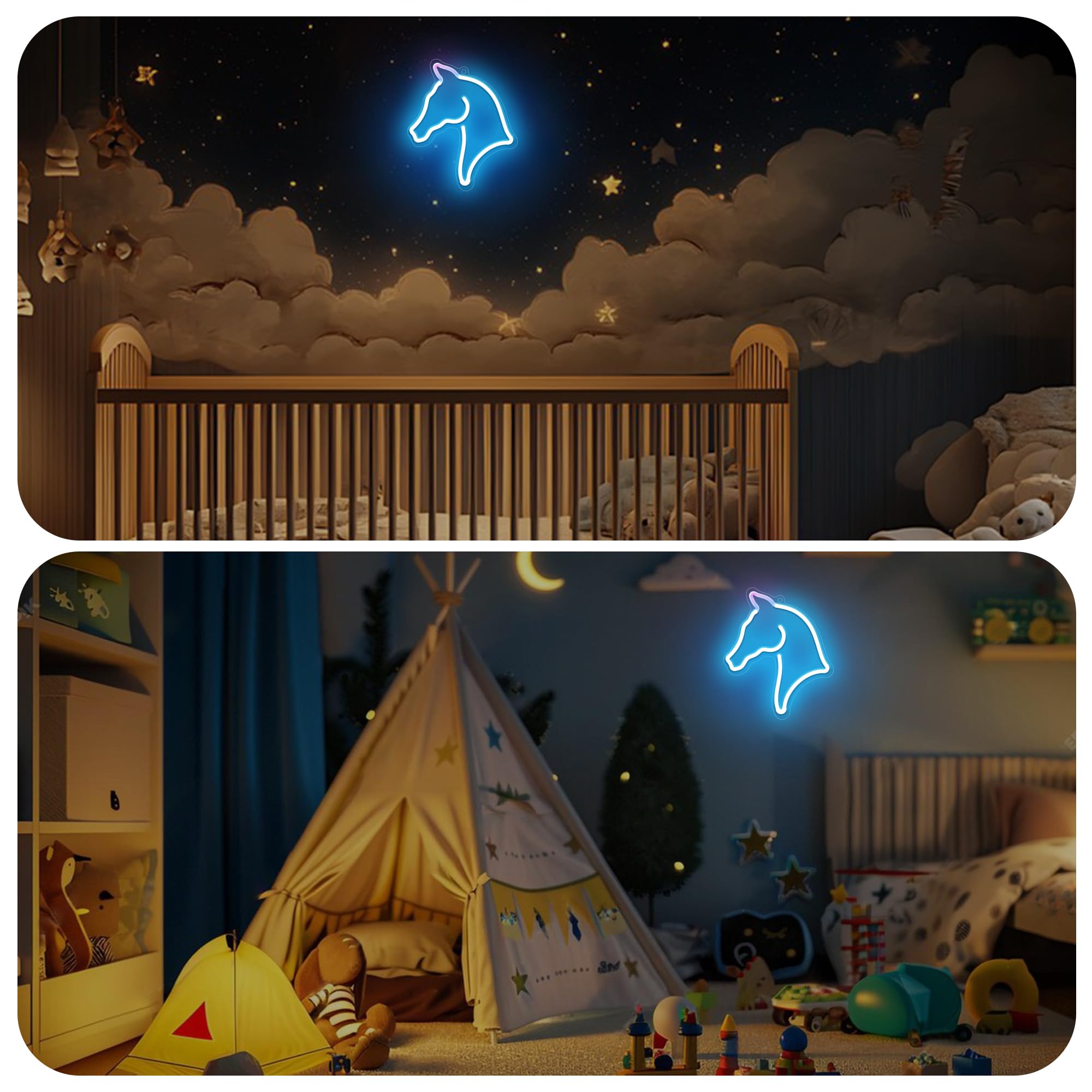 Anywin Neon Horse Sign for Wall Decor, LED Light, 12x16 inches, Ideal Gift for Kids, Girls, Women
