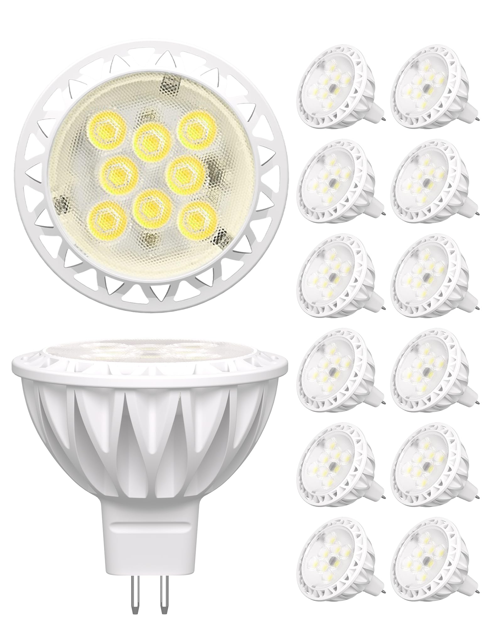Gohdlamp 12 Pack Mr16 Led Bulbs, 50 Watt Equivalent Landscape Light Bulbs, 5000K Daylight White 5W Gu5.3 Mr16 12V Spotlight Bulb