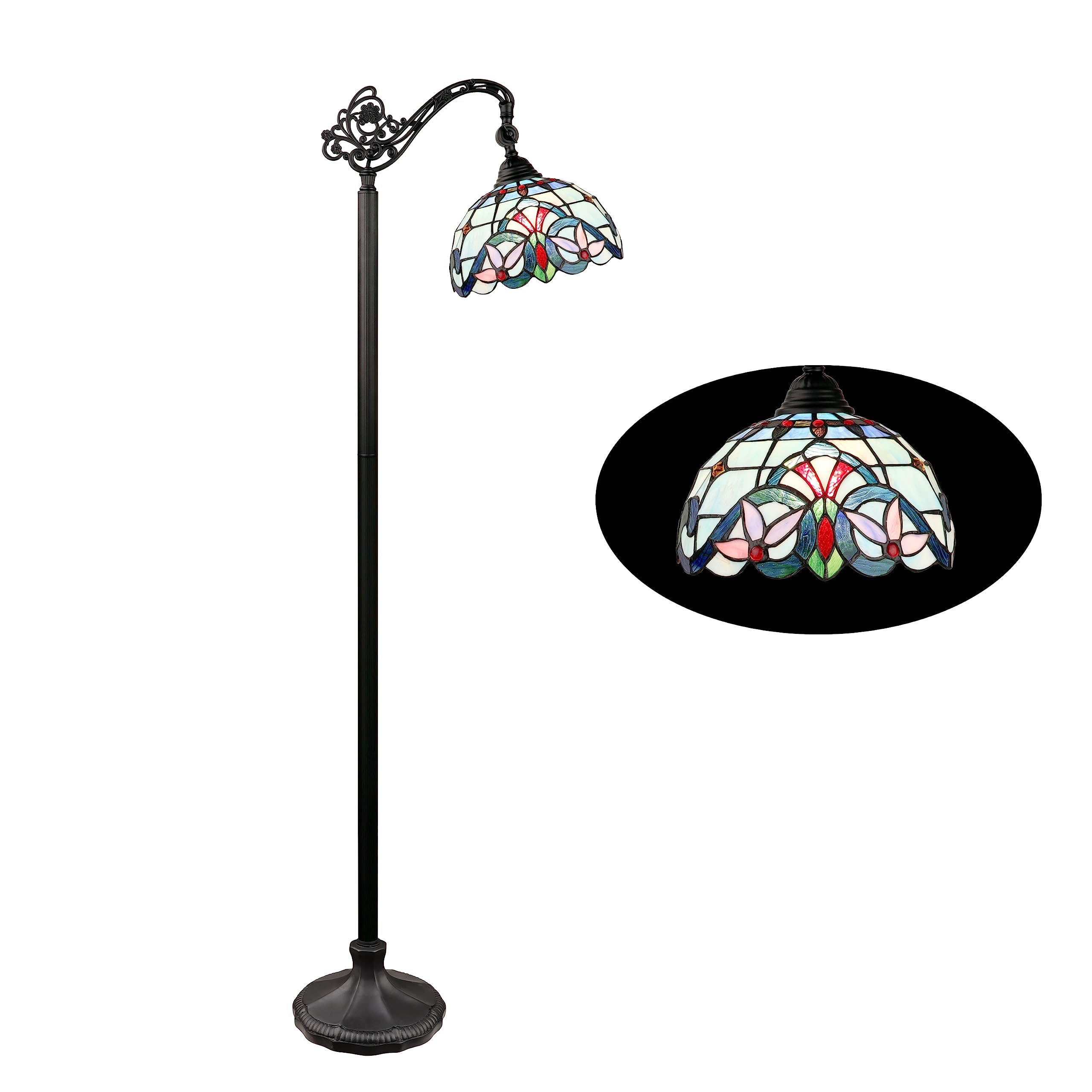 Chloe Lighting Victorian-Style Floor Lamp, 1-Light, Dark Bronze Finish, 11in Shade, Multicolor, Model CH3T381VB11-RF1