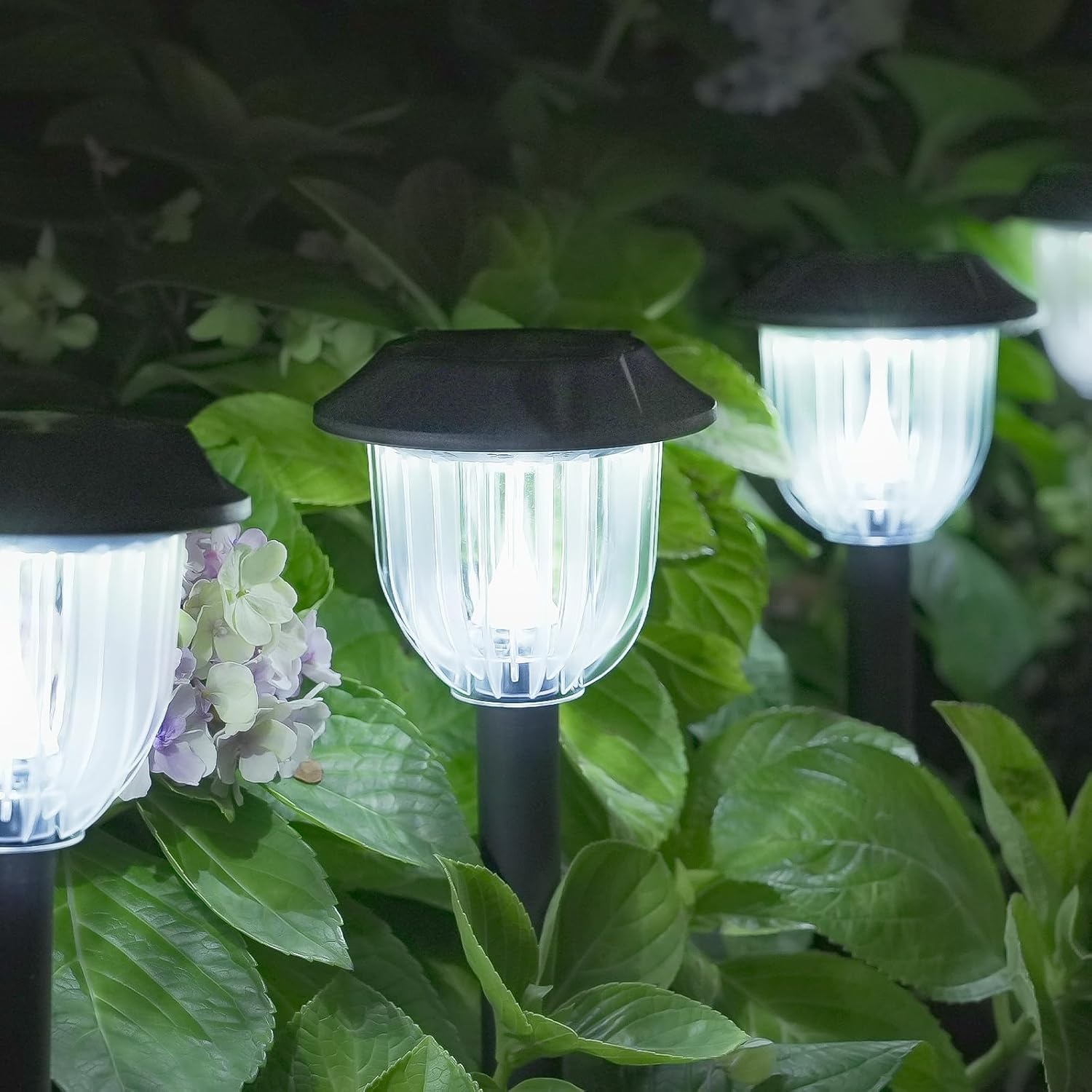 AOSEA Bright 12 Pack Solar Lights Outdoor IP65 Waterproof LED Solar Lights for Outside Landscape Lighting Garden Decorative for Yard Patio Landscape Pathway Sidewalk Driveway Lawn (Cold White)