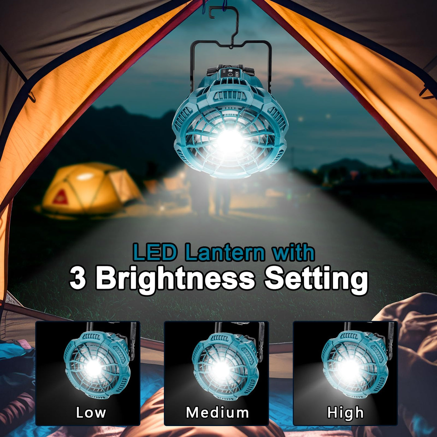 tent ceiling fan GRVODFRTA Portable Camping Fan with LED Lantern for Makita 18V Battery – Lightsdaddy