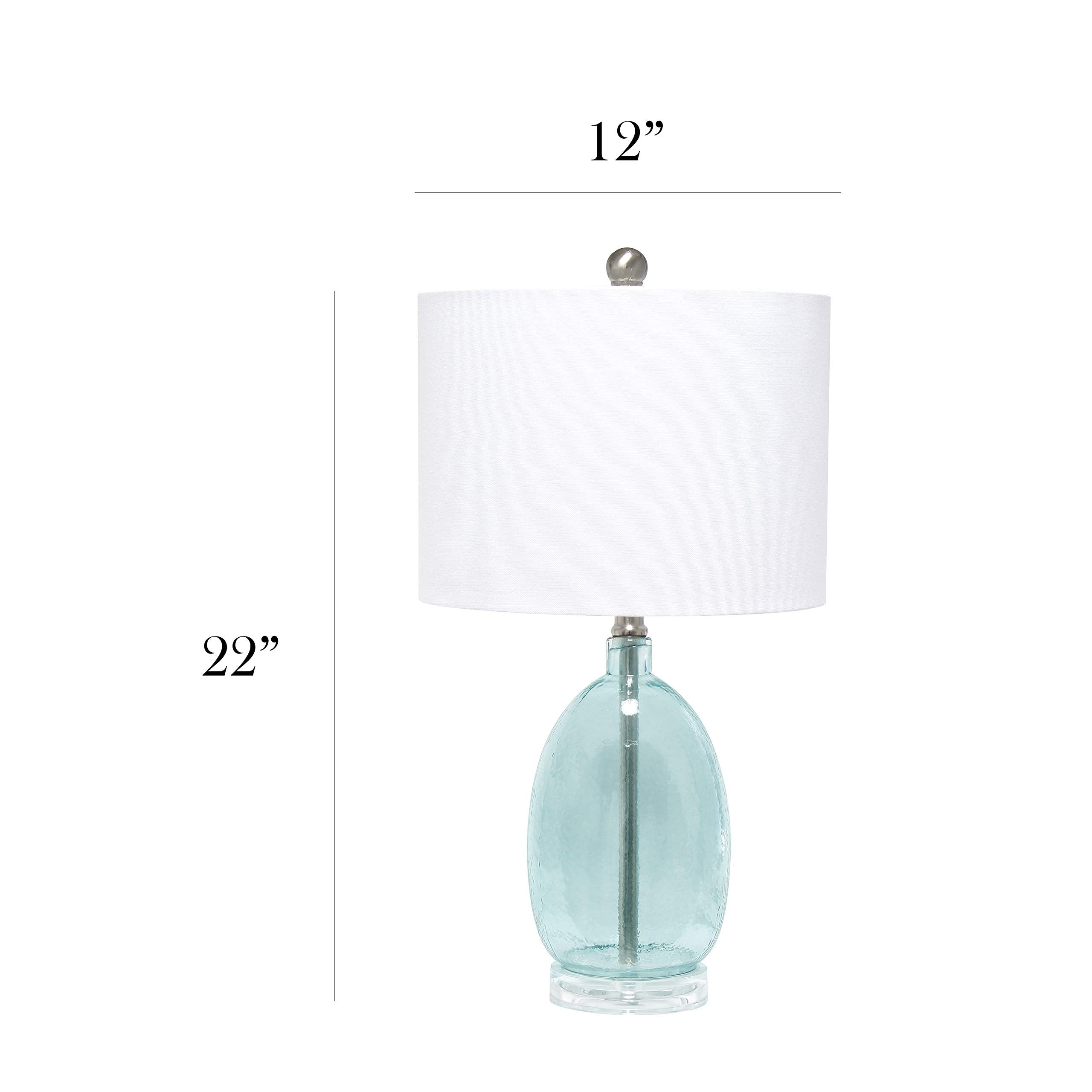 Elegant Designs Ellipse Table Lamp, Glass, 12inL x 12inW x 22inH, Clear Blue, Model LT3307-CBL