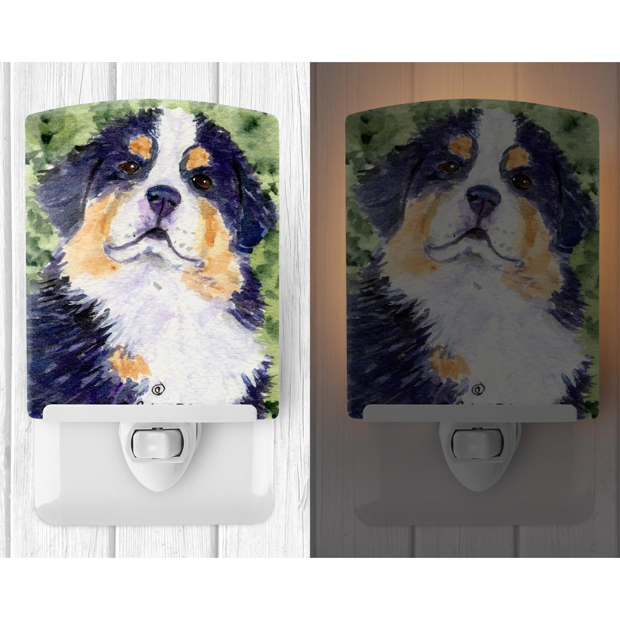 Carolines Treasures Ceramic Night Light, Bernese Mountain Dog, 6x4x3in, Model SS8837CNL, UL-Certified, Multicolor for Bedroom, Nursery, Kitchen