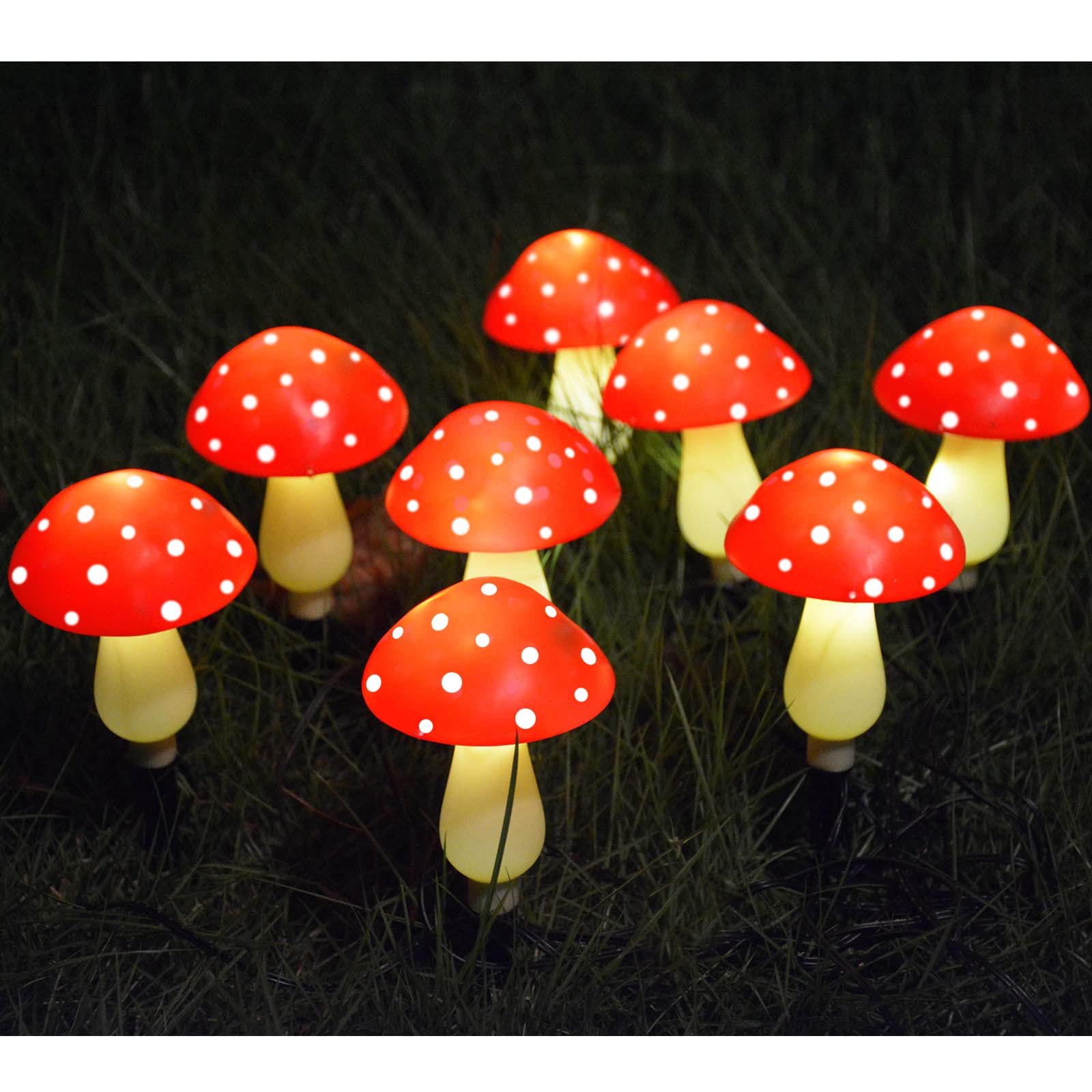 Windpnn Solar Mushroom Lamp - 8-Pack, Waterproof, 8 Modes, Red, for Outdoor Garden Decor, Model LH-GT04