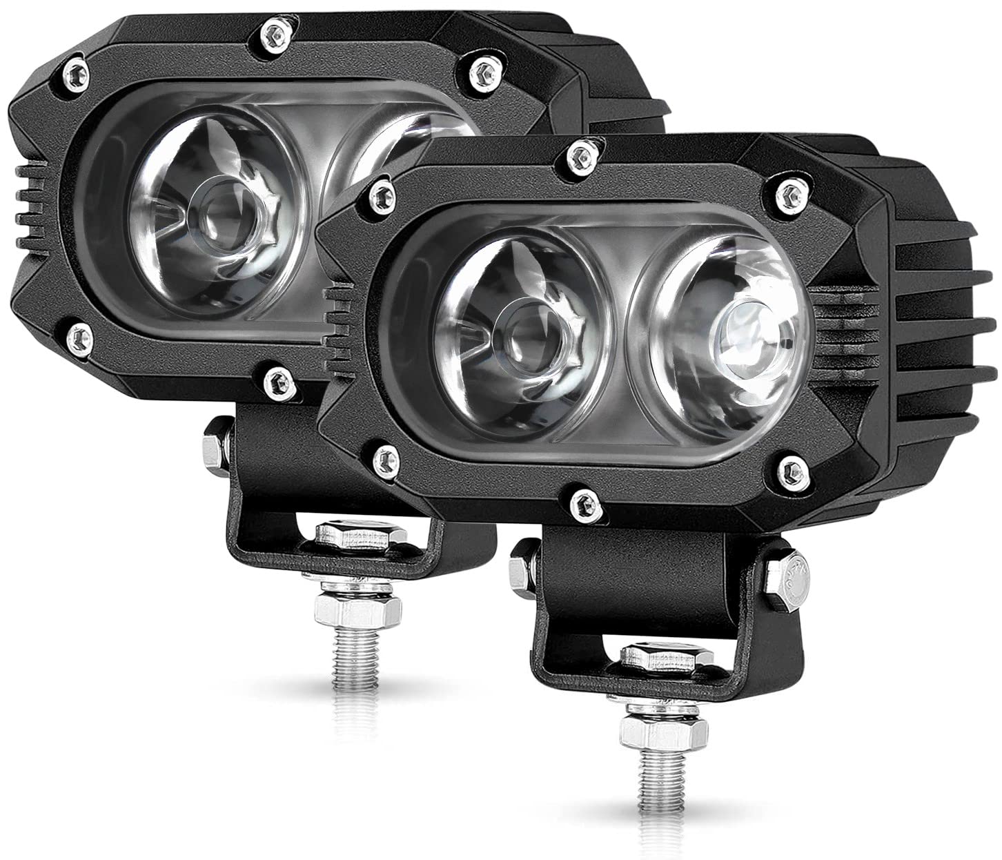 Co Light Led Flood Lights Pods 2Pcs 4 Inch 96W Flood Beam Fog Lights For Motorcycle Auxiliary Super Bright Atv Led Work Light For Truck Suv Utv Boat Tractor Forklift