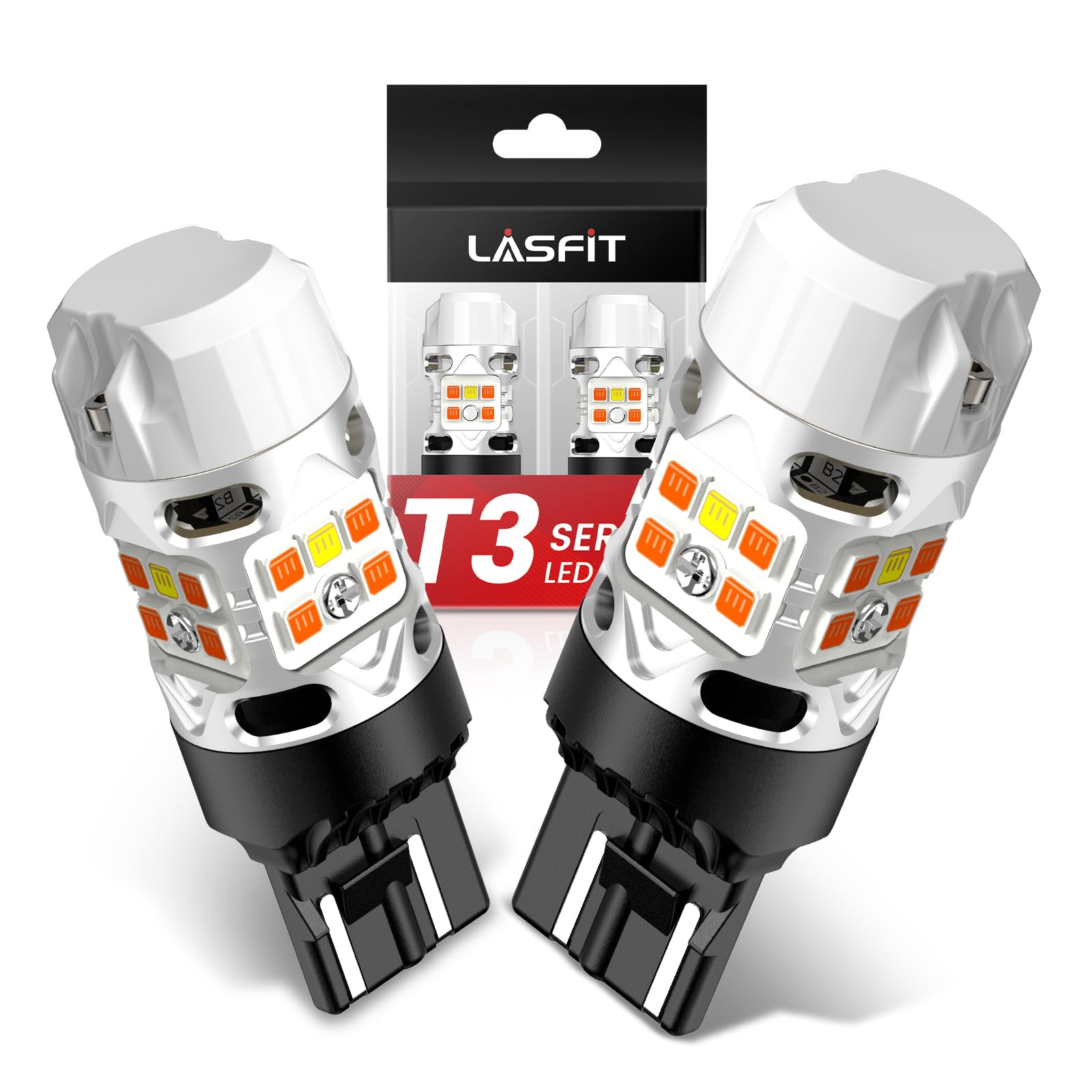 LASFIT T3 7443 CK Switchback LED Bulb, Amber/White, Error-Free, for GMC Canyon/Colorado 2015-2022, Model T3-7443D