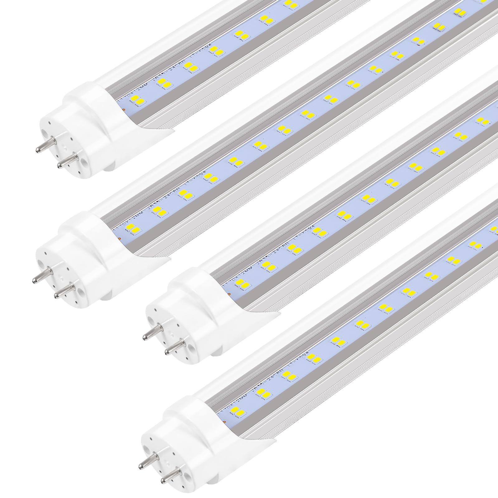 Parnoarck Fluorescent Light Bulbs 48 Inch T8 Led Bulbs 4 Foot Type A+B,24W 3200Lm 6500K Clear Cover Super Bright,Single And Doub