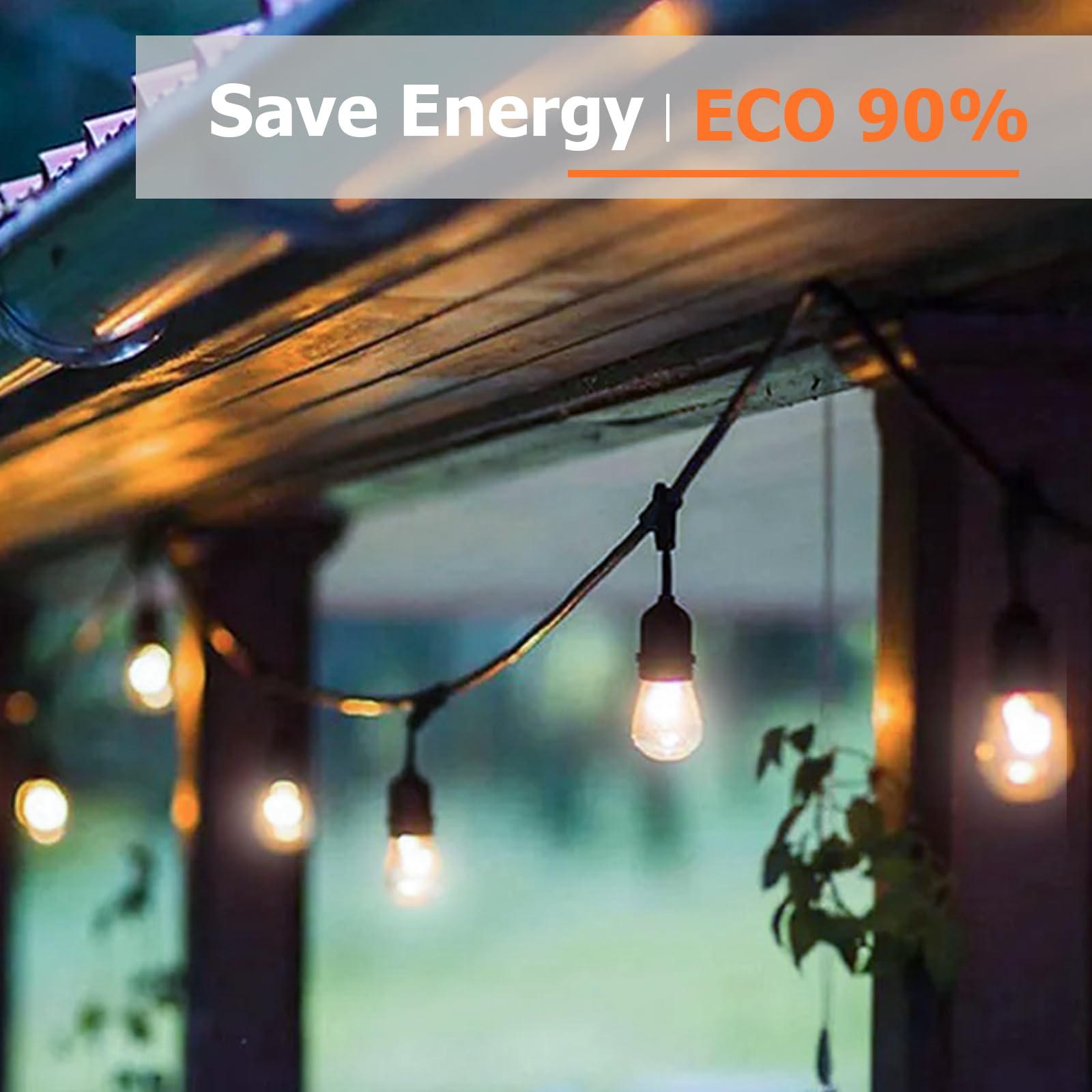 Visther LED Outdoor String Light Bulbs, Waterproof S14, E26 Base, 48 Pack, 1W 120V, Warm White