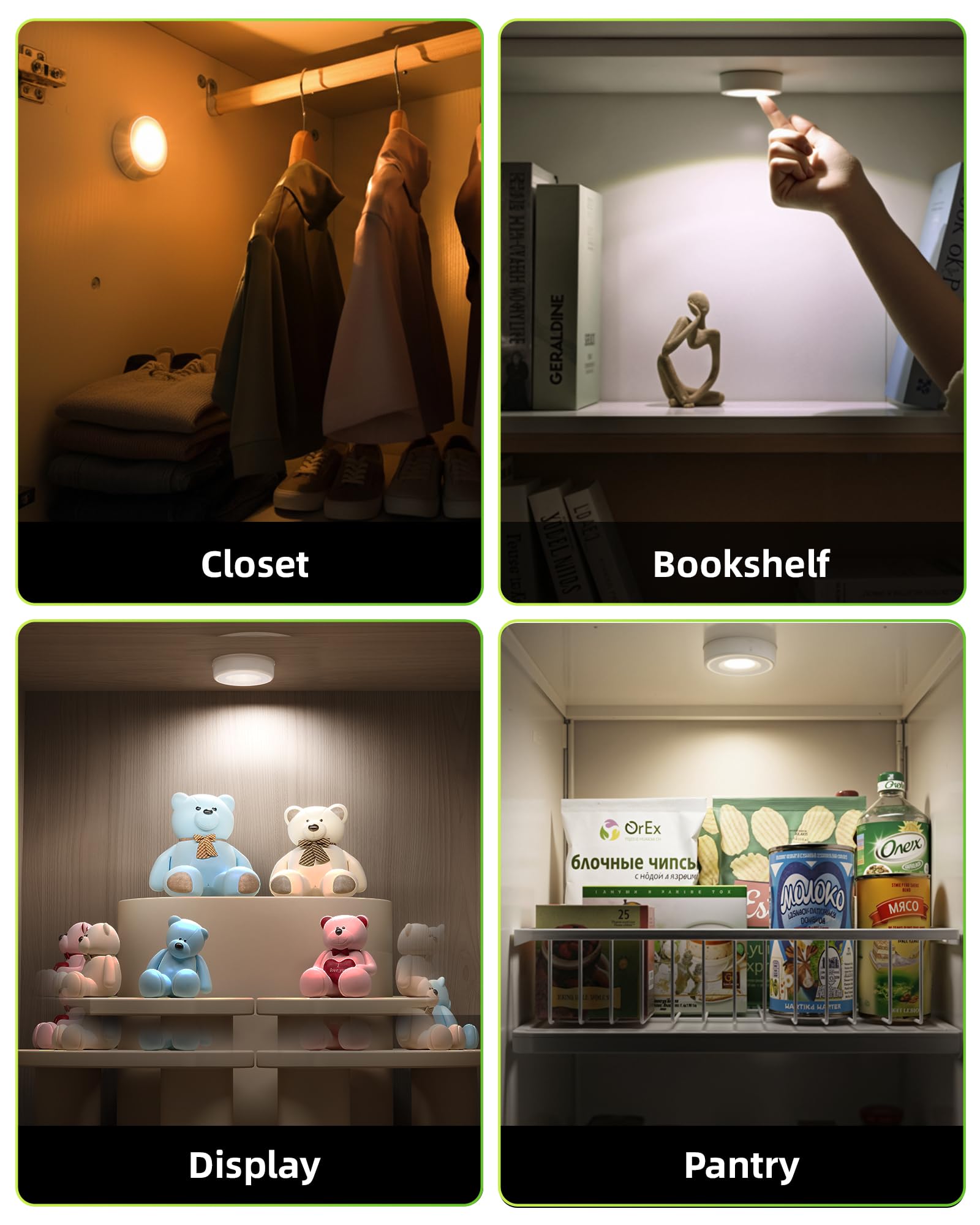 Ezvalo Led Puck Lights  6 Pack Rechargeable 3 Color & 16 Rgb Battery Touch Light  2.5   Mini Tap Lights  Wireless Closet Light  Under Cabinet Lighting  Sitck On Lights For Kitchen Pantry Shelves