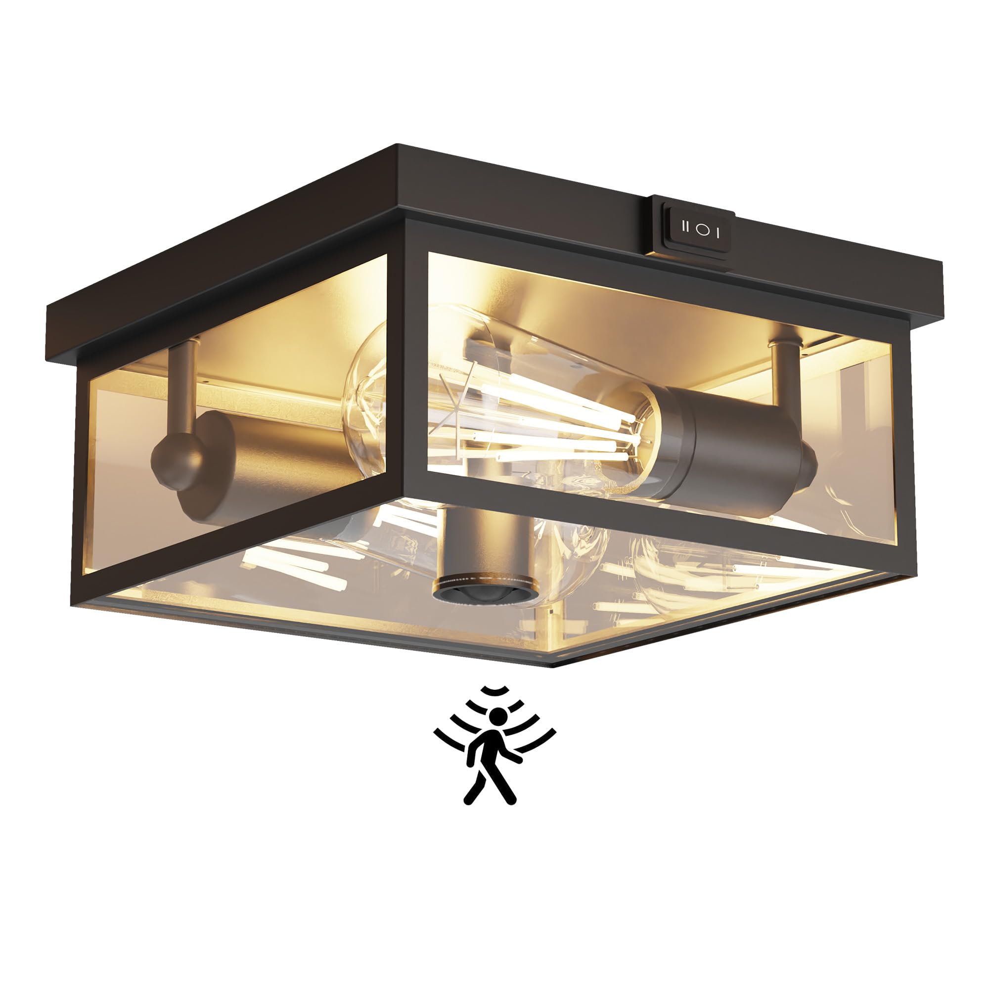 Craftersmark Outdoor Ceiling Light with Motion Sensor, Flush Mount Porch Ceiling Light, Exterior Motion Activated Lights Fixture