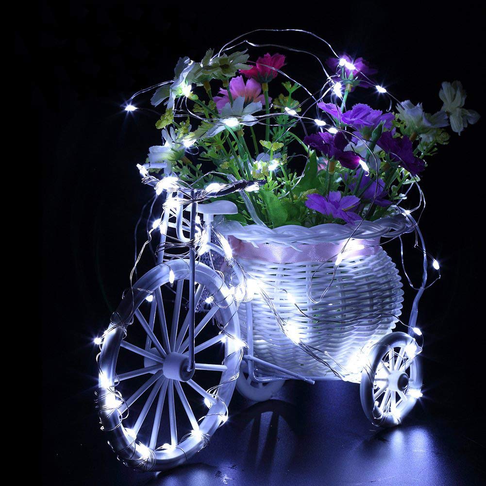 NiniTe LIGHTS 24 Pack Fairy Lights Battery Operated 20 LED Mini String Lights 6.6ft Silver Wire Cool White