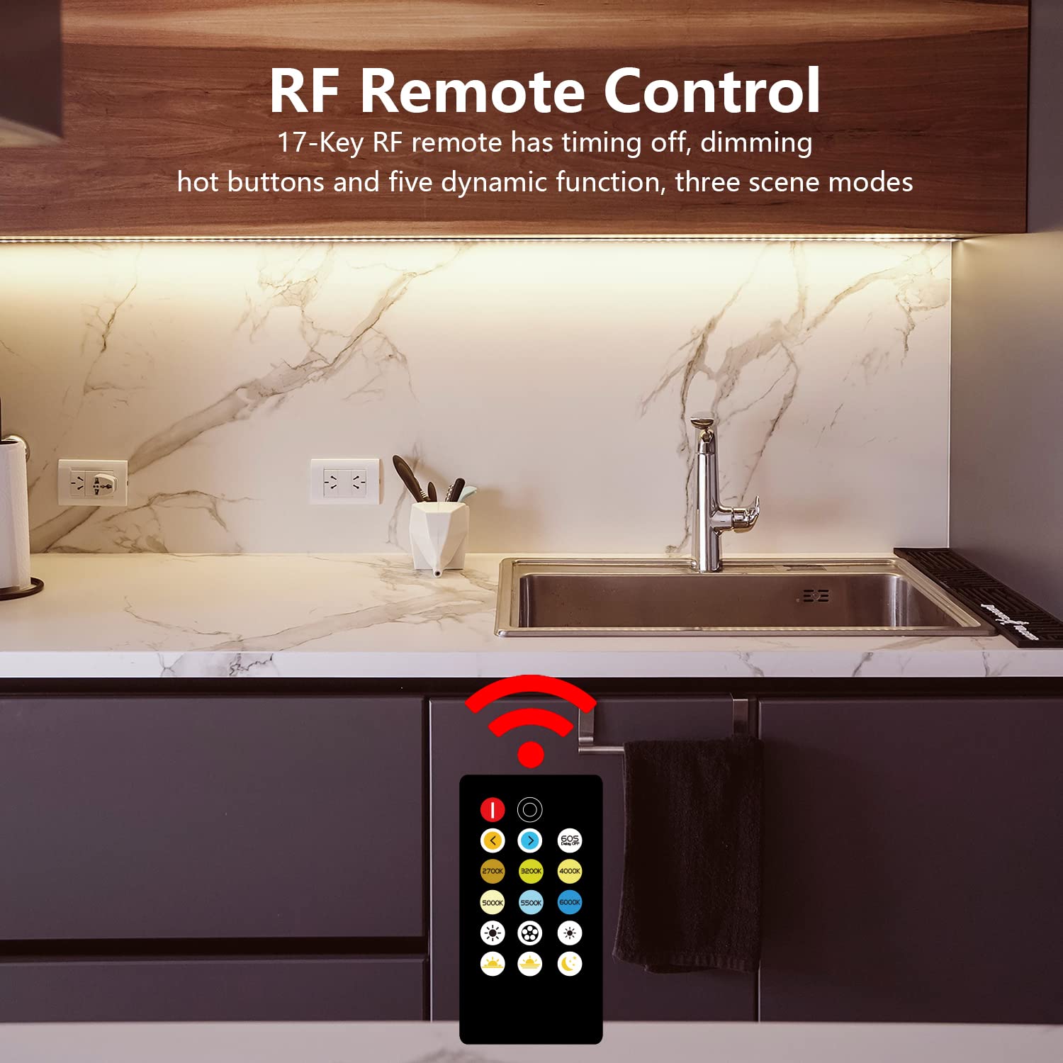 Daybetter 8 Pcs Under Cabinet Lighting Kit, Bright Under Cabinet Lights, Flexible Led Strip Lights With Remote, For Kitchen Cabi