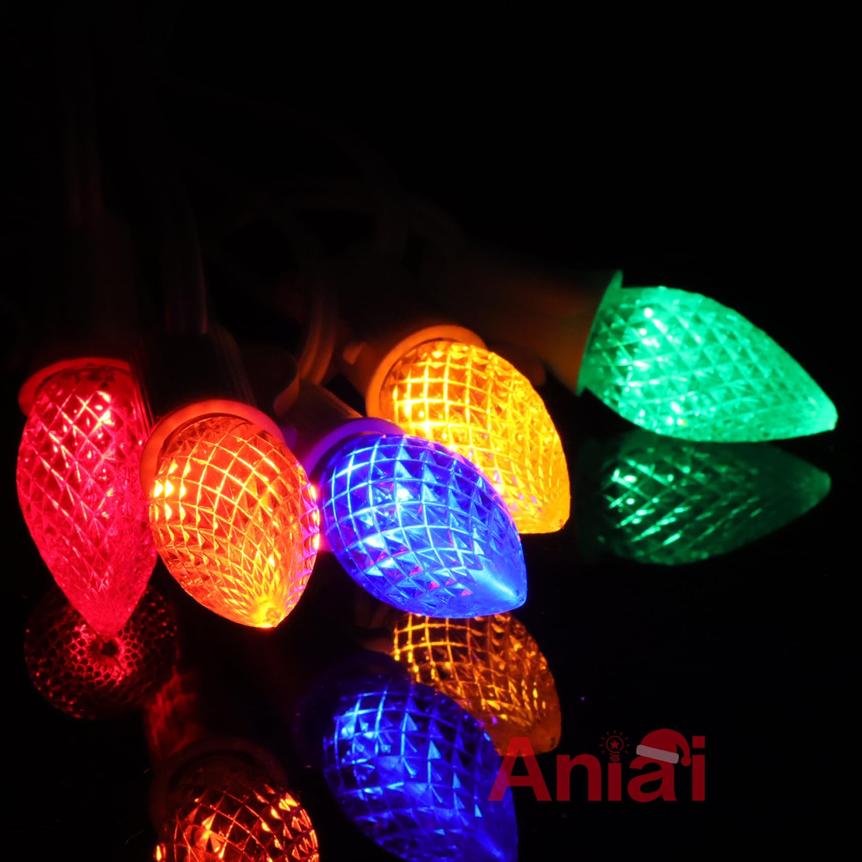 Aniai C7 LED Christmas Light Bulbs - 25 Count Multicolored Replacement Bulbs with E12 Base for Outdoor String Lights