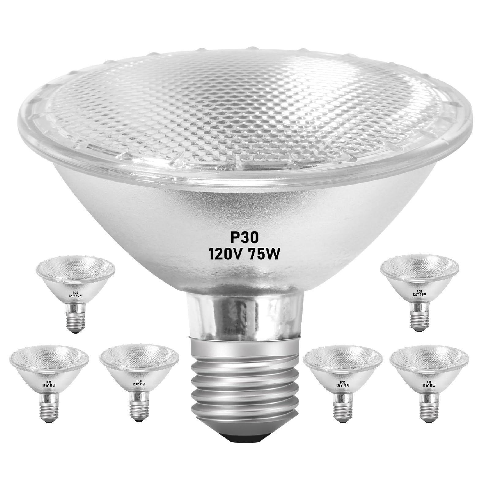Jaenmsa Par30 75W Short Neck Halogen Floodlight Bulbs 120V, 6 Pack 75 Watt Par30 Halogen Light Bulbs E26 Dimmable 2700K Indoor O