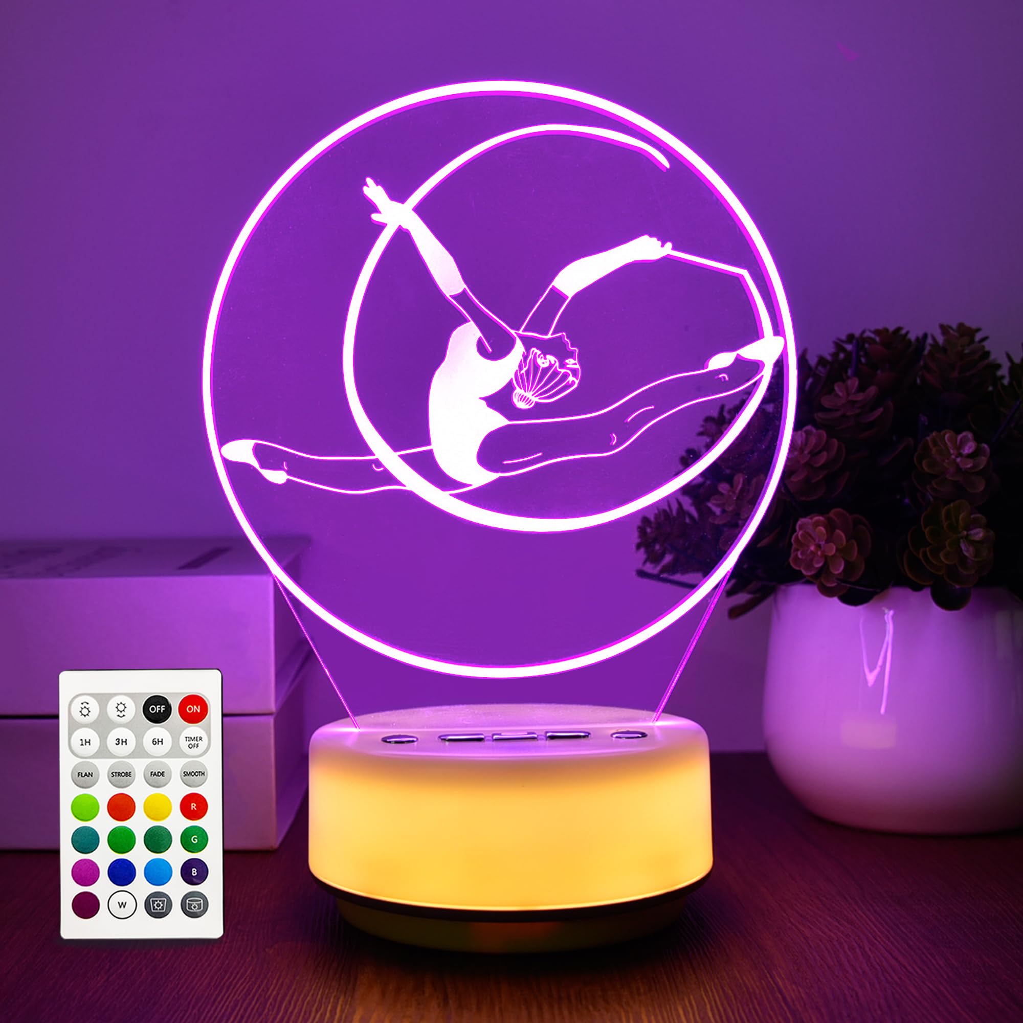 MTDYHY Gymnastics Night Light Sport Lights Gymnastics Stuff Gifts Gifts with 14 RGB Colors Remote Control Timer Dimmer, Fan Deco