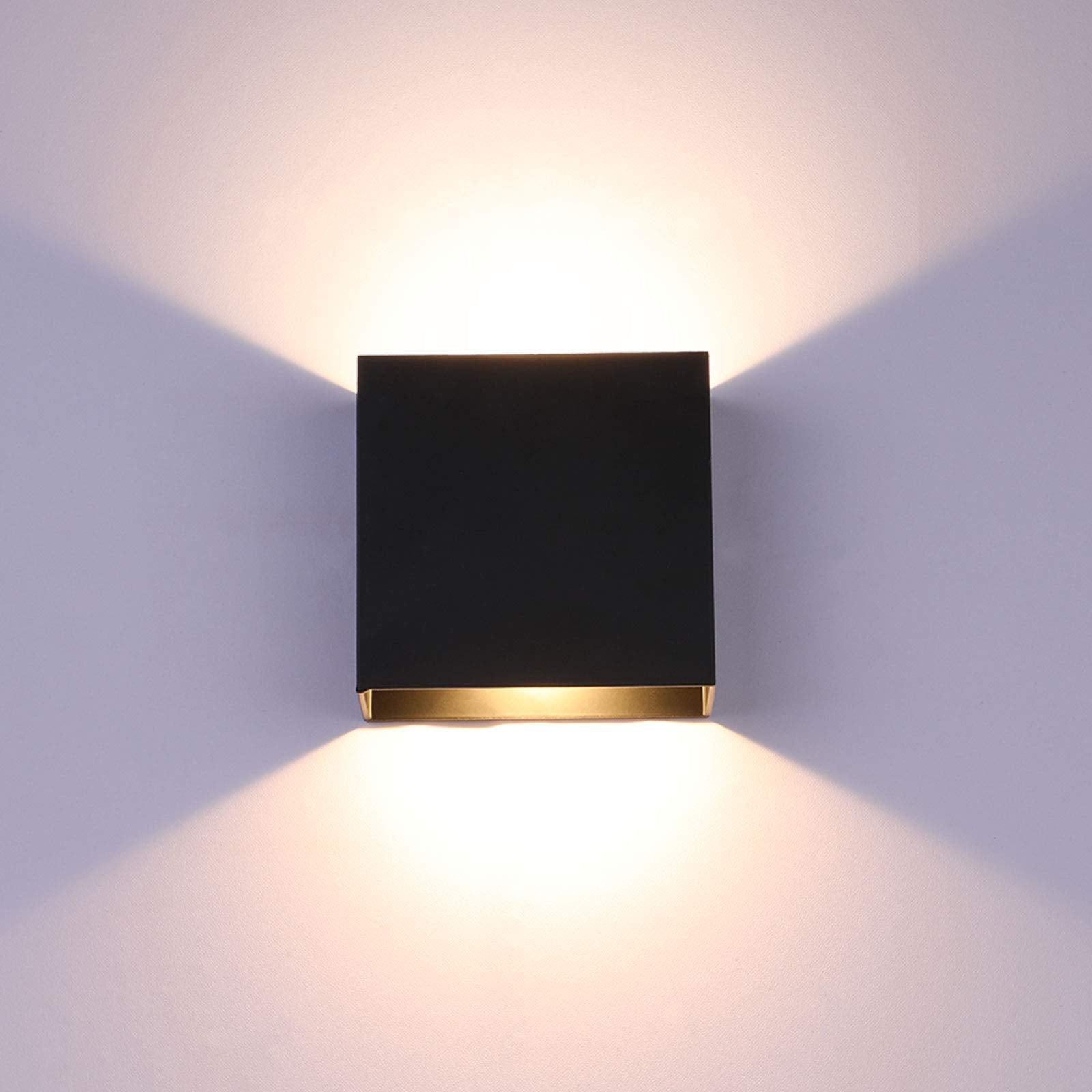 Lightess Indoor Wall Sconce Dimmable 10W  Modern LED Wall Lamp Black  Up Down Wall Mount Lights Mini Metal for Living Room Bedroom Hallway Decor  Warm White  O1185TP