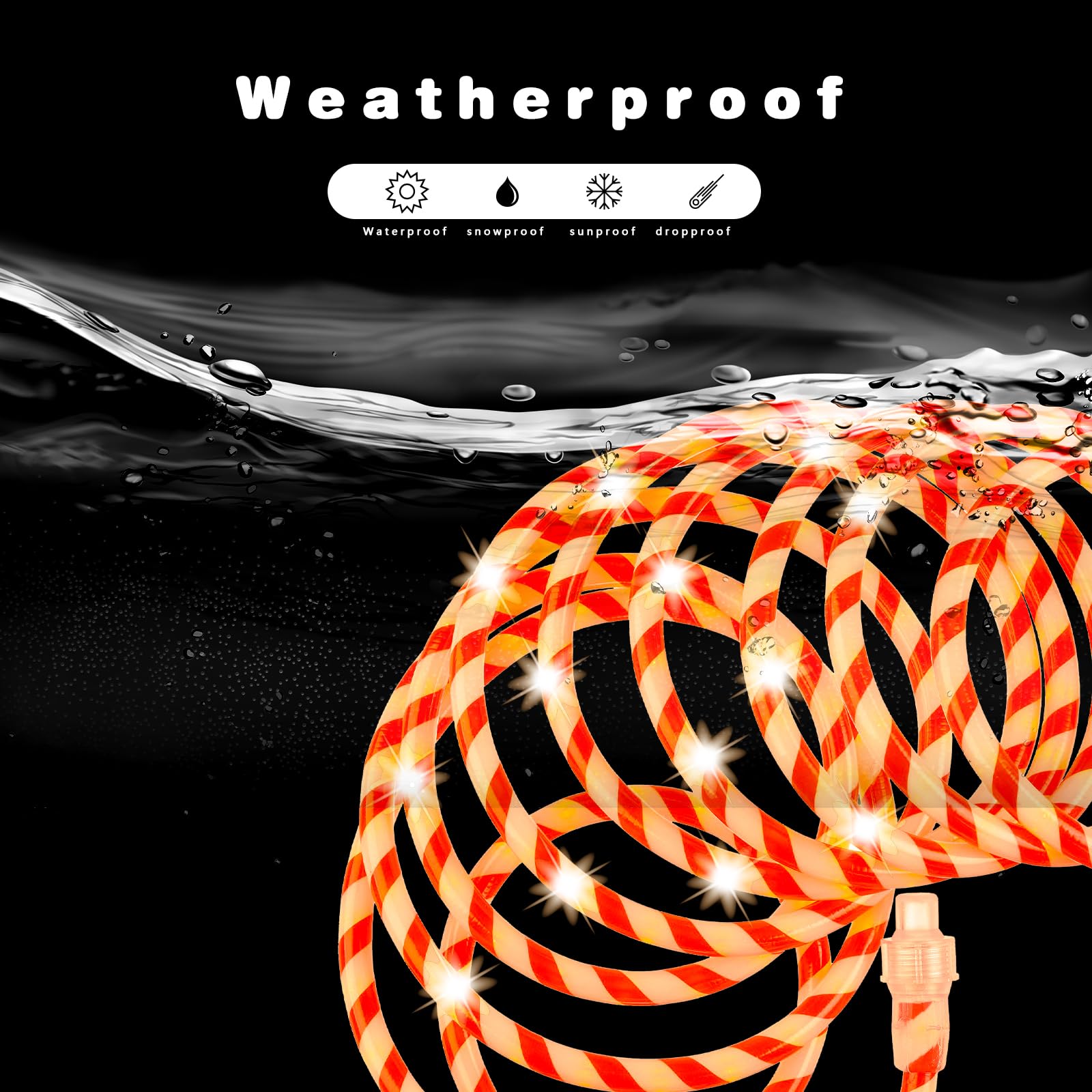 Afirst Christmas Candy Cane Rope Lights - 18Ft Led Fairy Lights Ip65 Waterproof Connectable Tube Lights For Outdoor Patio Garden Christmas Tree Holiday Decorations