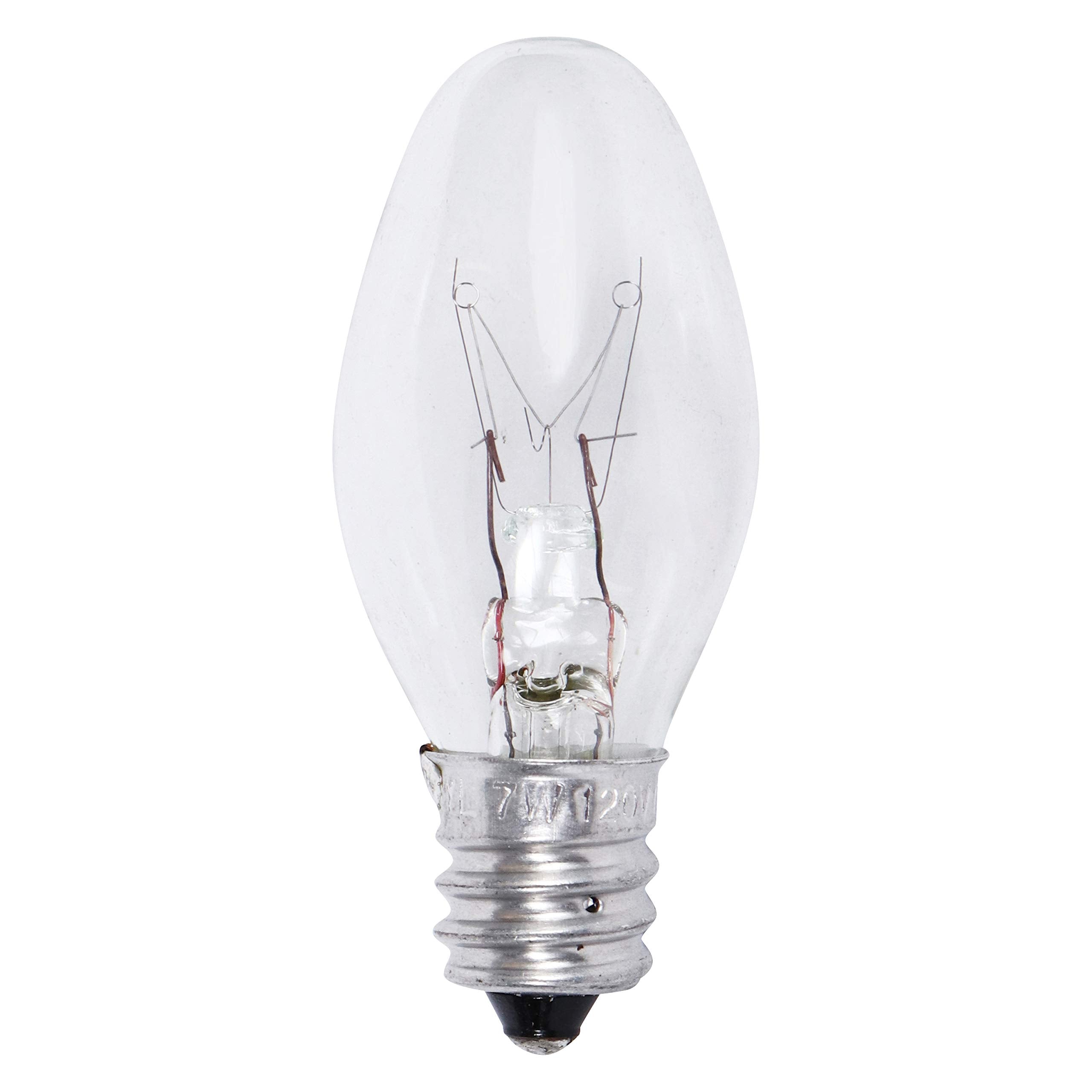LEDVANCE SYLVANIA 7W C7 Night Light Bulb, E12 Base, 40 Lumens, Warm White, Clear Finish, 4 Count, Model 13545