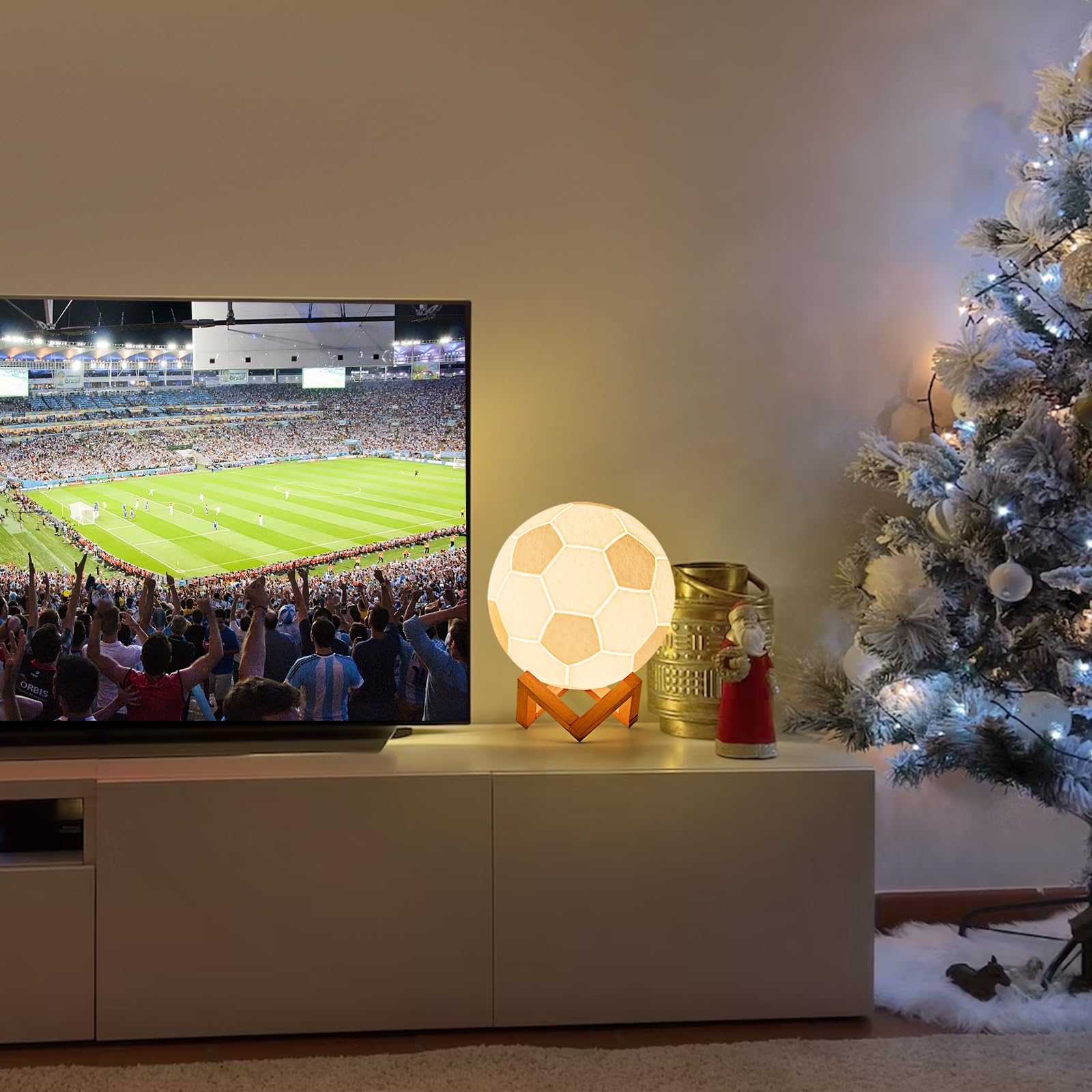 Mydhall Soccer 3D Night Light,16 Colors Soccer Light Toys Sport Fan Soccer Decor For Boys Room Birthday Gift Lamp (7.1Inches), F