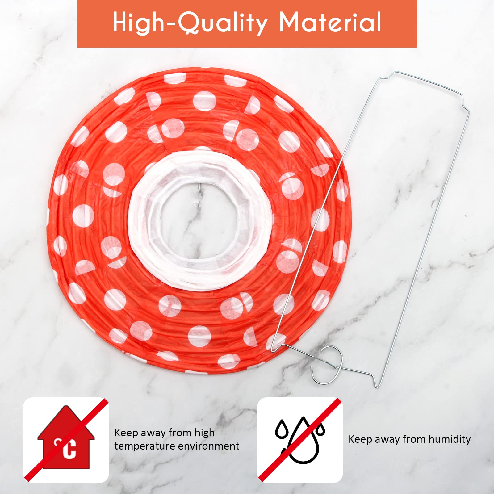 4Pcs Mushroom Shaped Paper Lanterns, Windspeed Large For Nursery Garden Christmas Halloween Party Decoration 8 Inch, 12 Inch(Ora