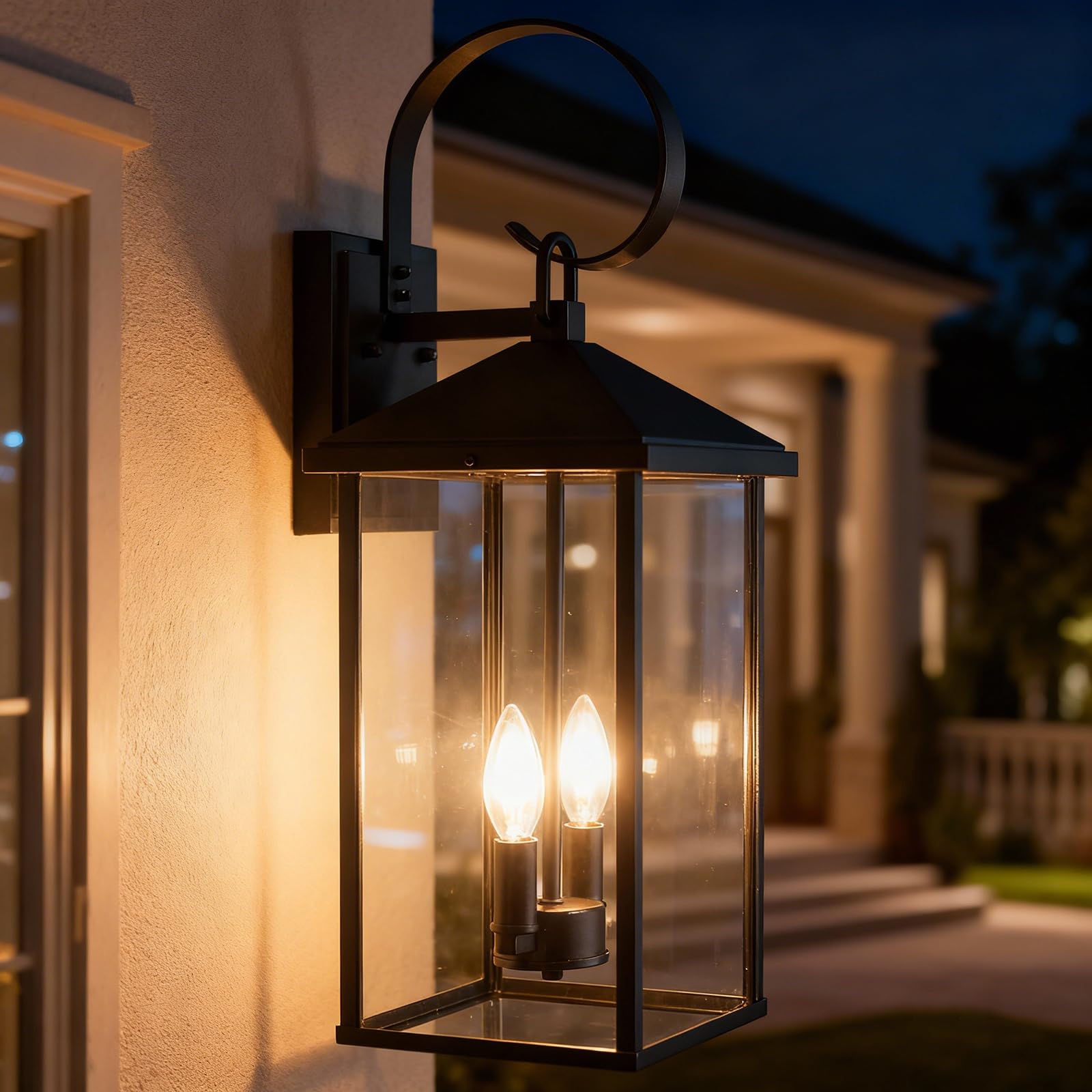 Starcurin Large Outdoor Wall Lights Fixtures Wall Mount  21.65 Large Outdoor Lanterns for Porch Light Fixture 2-Light  Modern Exterior Lighting Fixtures with Clear Glass for Outside Patio House