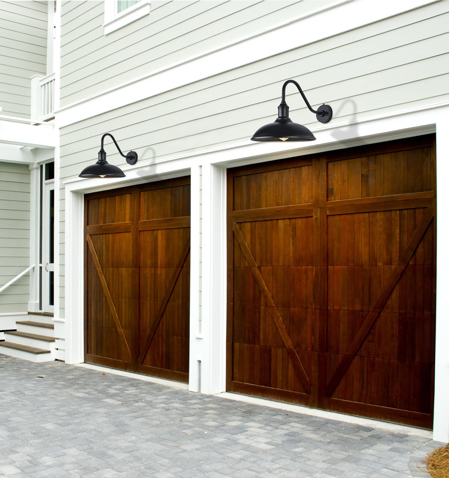 Ytzlvw 15 Inch Large Black Outdoor Gooseneck Barn Lights  From Dusk To Dawn Farmhouse Barn Lights  Galvanized + discomfort-reducingted Classic Look  Suitable For Porch  Garage  Outdoor Lighting.