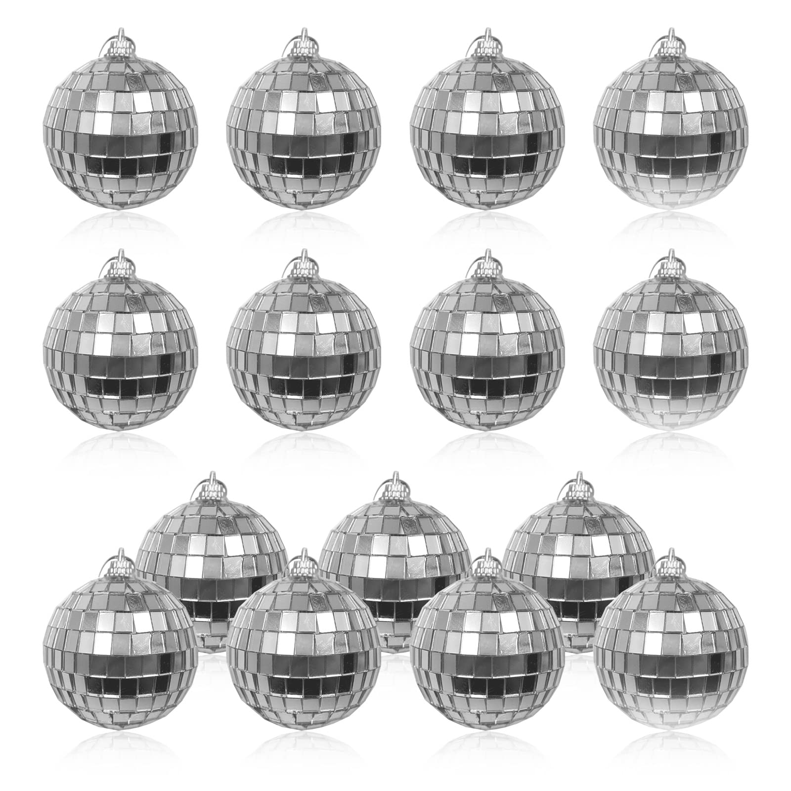 Yitexin 15Pcs Small Mirror Disco Ball Ornaments, 5cm Diameter, Silver, Stainless Steel, Perfect for Party and Cake Decoration