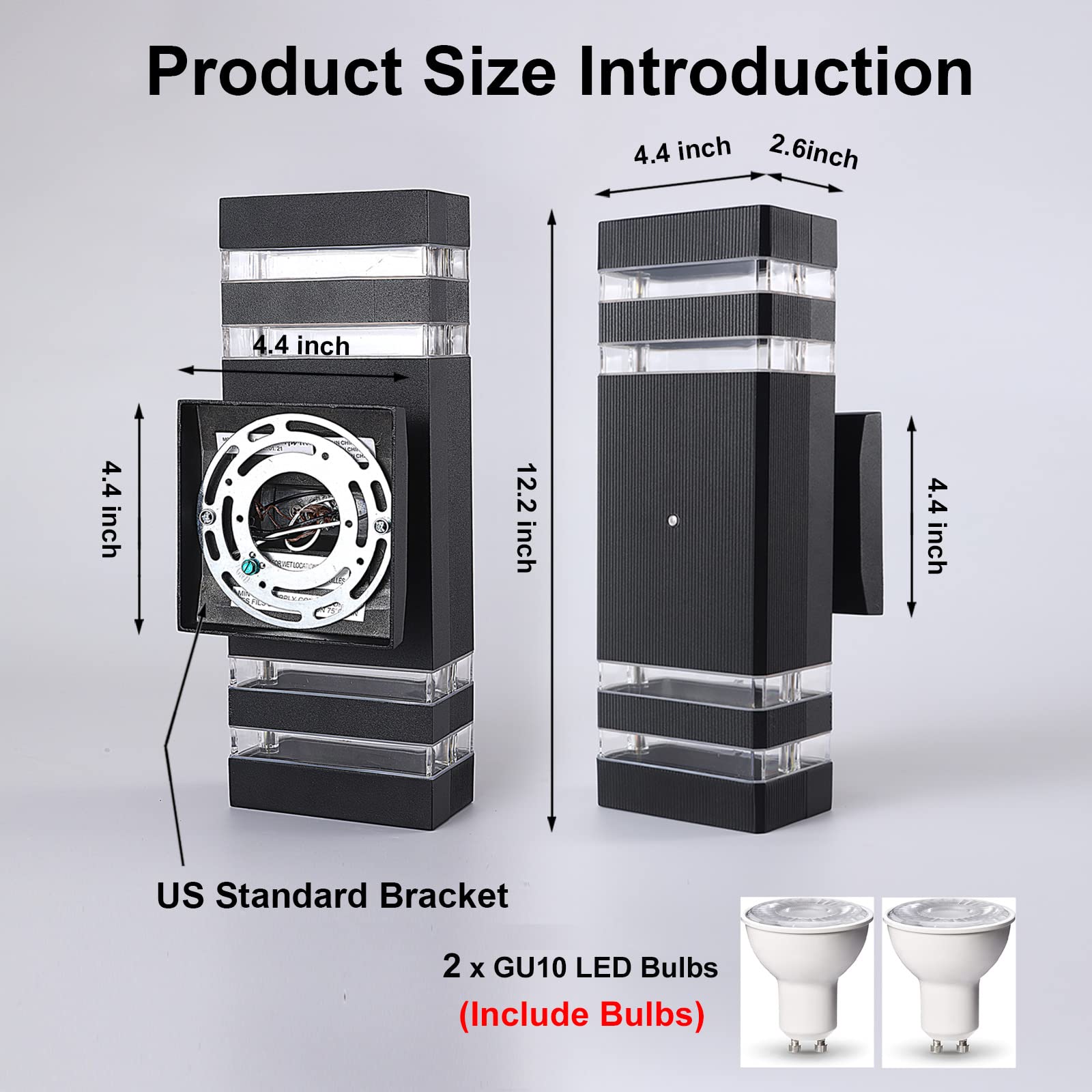 Boxcupin Dusk To Dawn Led Wall Sconce, Waterproof Black Outdoor Light Fixture For Porch & Patio