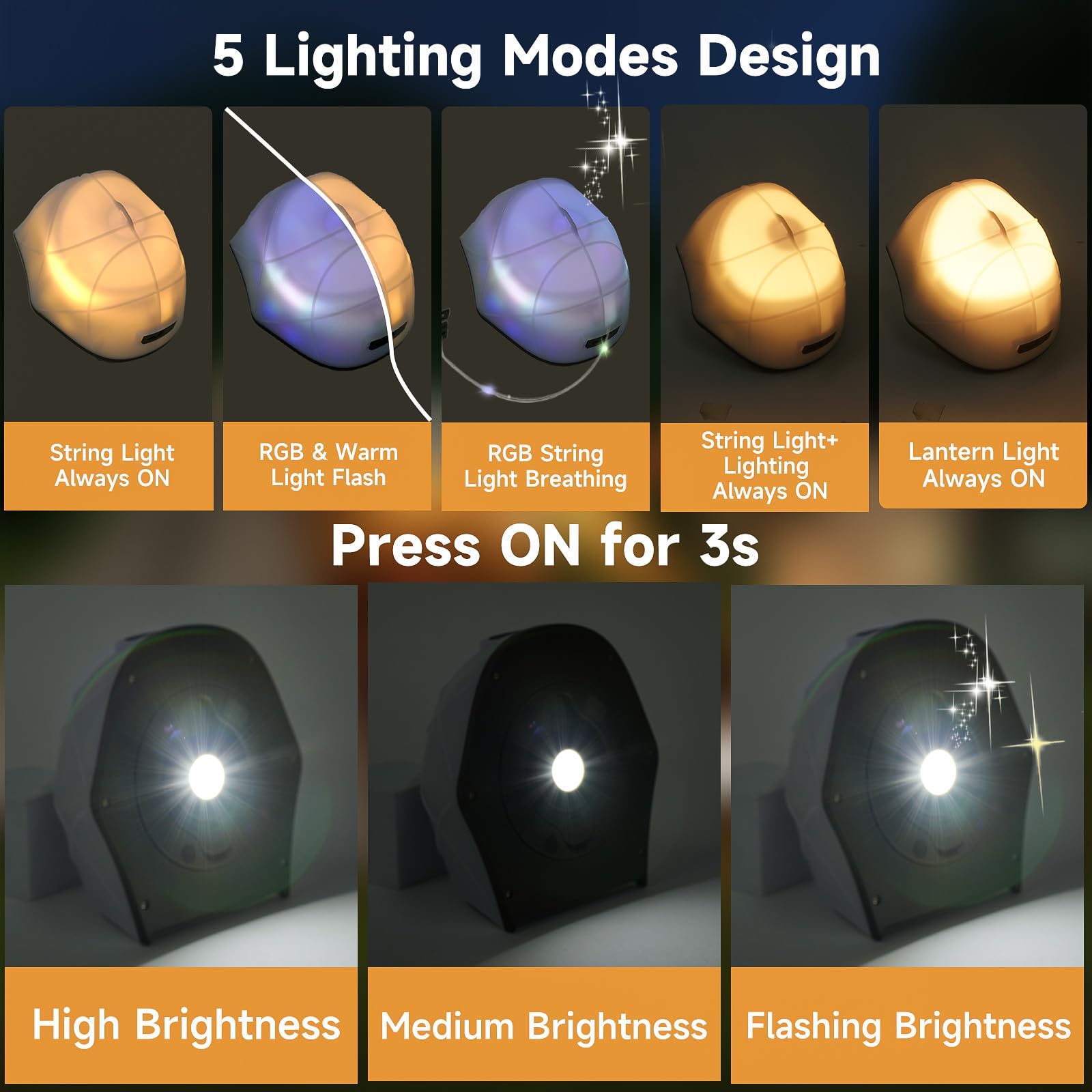 Camping String Light, 49.2FT Rechargeable Waterproof LED Camping Outdoor Light, Portable Emergency Outdoor Tent Lights with 4000