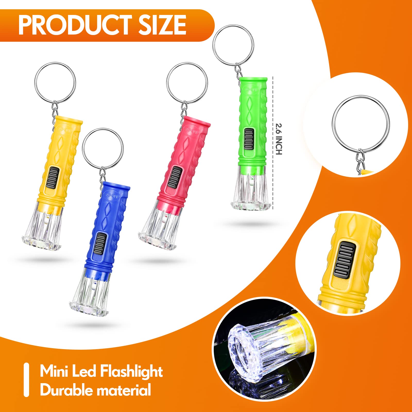 Jexine 100 Pcs Mini Flashlight Keychain Bulk Assorted Colors Torch Keyring Flashlights Led Small Keychain Light Hiking Camping C
