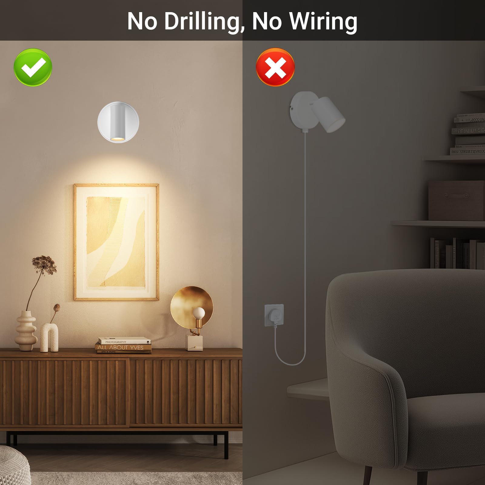 Taofiaco Wireless Led Spotlight Indoor, Rechargeable Uplighting Indoor With Remote Dimmable, 360 Rotate, Battery Powered Ceiling