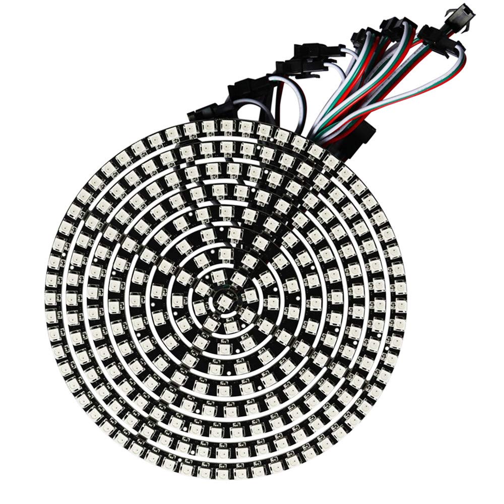 WESIRI WS2812B 241 LEDs RGB Ring Lamp Light, Individually Addressable, 1 Count, Black, Plastic