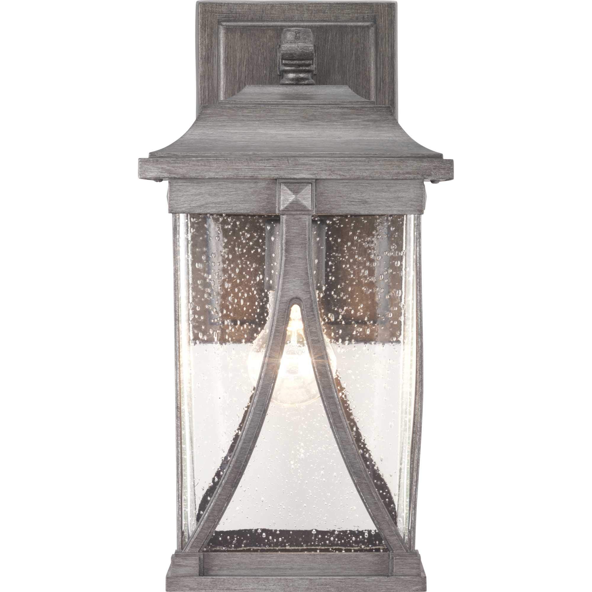 Progress Lighting Abbott Collection 1-Light Outdoor Wall Lantern, Antique Pewter, Clear Seeded Glass, 16.25x8.25x8.25, Gray, Model P560114-103