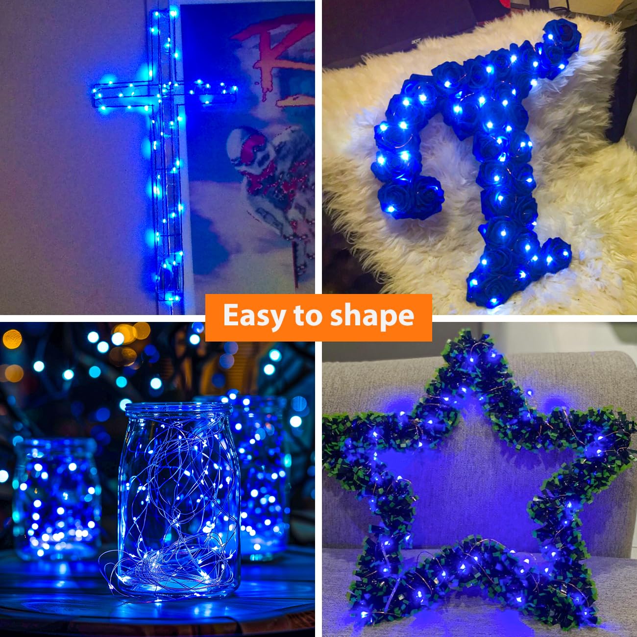 litogo Fairy Lights 24 Pack, 7ft 20 LED Waterproof String Lights, Warm White & Blue, Ideal for Mason Jars, Centerpieces, Weddings, Christmas