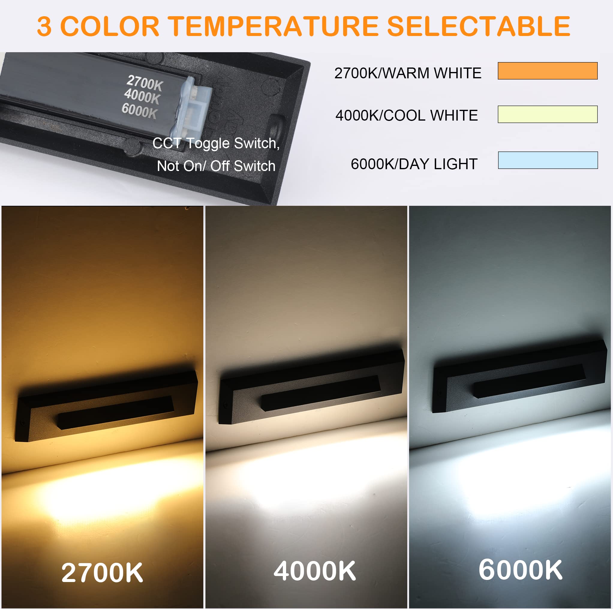 CLOUDY BAY LED Step Lights [6 Pack] 12-24V 2.5W Outdoor Lighting, Black Aluminum Finish, Wet Location, Landscape Riser Light