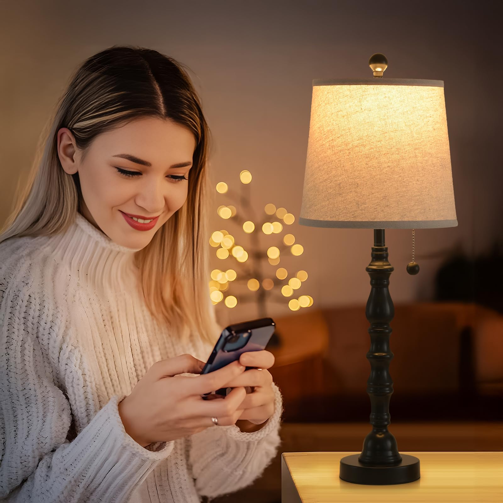 Lamps Set Of 2 Modern Farmhouse Table Lamp Bedside Reading Lights Living Room End Tables Set Lamp For Night Stands Bedroom Night