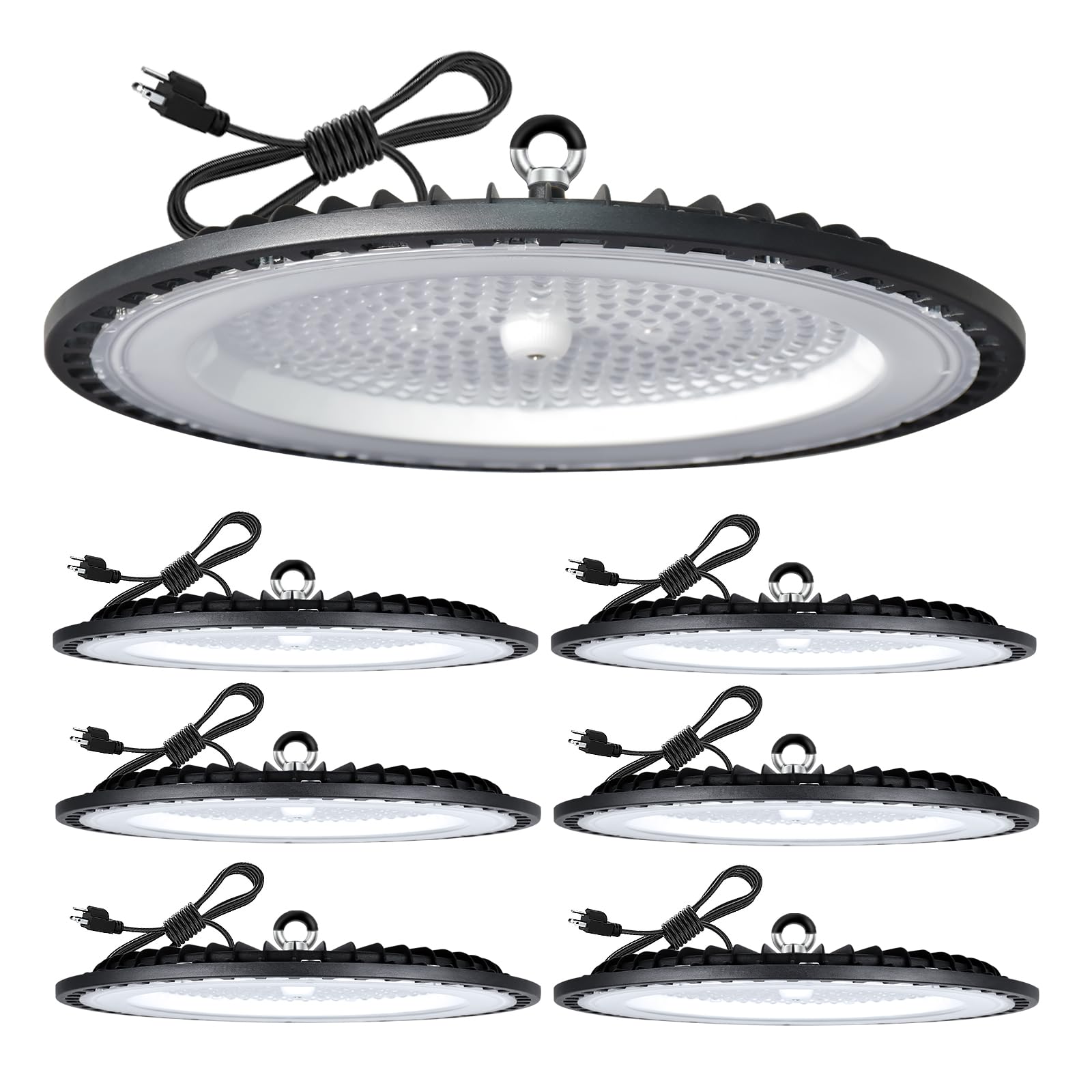 ONLYLUX LED High Bay Light 200w, Garage Lightsing, LED Shop Lights 5000K Daylight 30000LM 6 Pack, UFO LED Highbay Lights with US