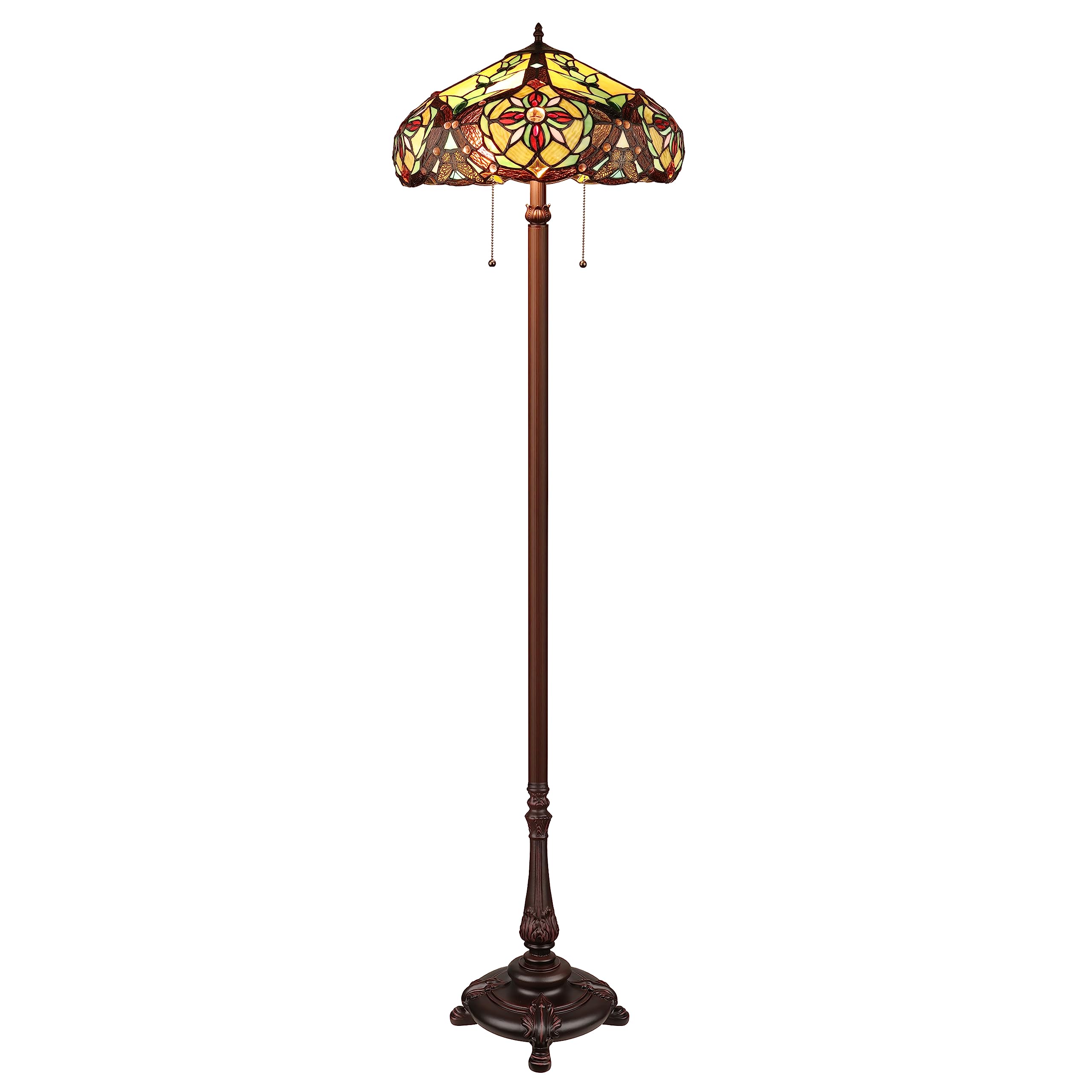 Chloe Lighting Cora 2-Light Floor Lamp, Dark Bronze Finish, 18in Wide, Glass, Multicolor, Model CH3T517AV18-FL2