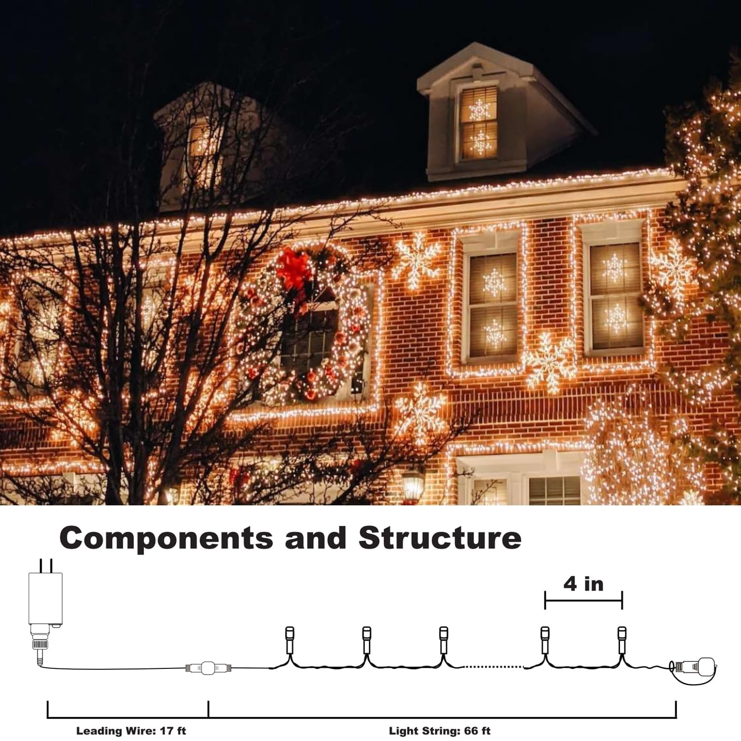 TW SHINE Color Changing Christmas Lights, 66 FT, 200 LED, RGB, Waterproof, Model HB-200COI, for Indoor/Outdoor Decorations