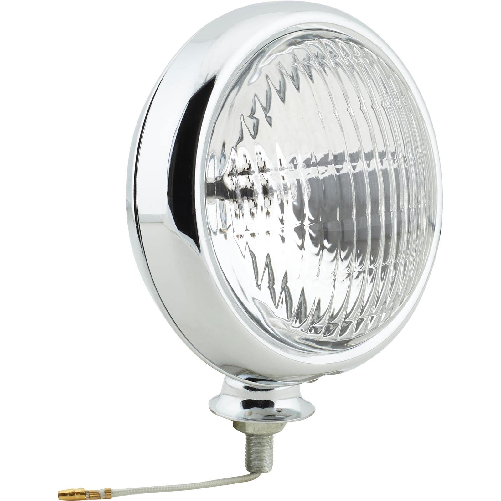 Speedway Motors Chrome Vintage Style Fog Light 12 Volt with Clear Glass Lens, Universal Adjustable Mount Quartz Halogen H3 Bulb 