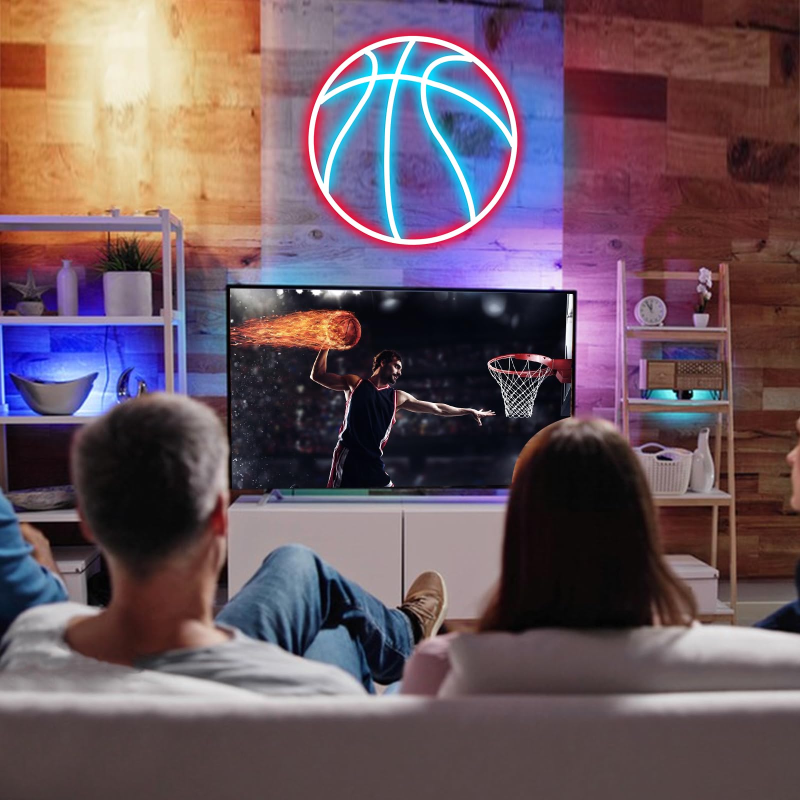 Neonawall Basketball Neon Sign, Dimmable LED Wall Decor, 12in  Acrylic, Model S-02, Kids Gift, Bedroom Decor