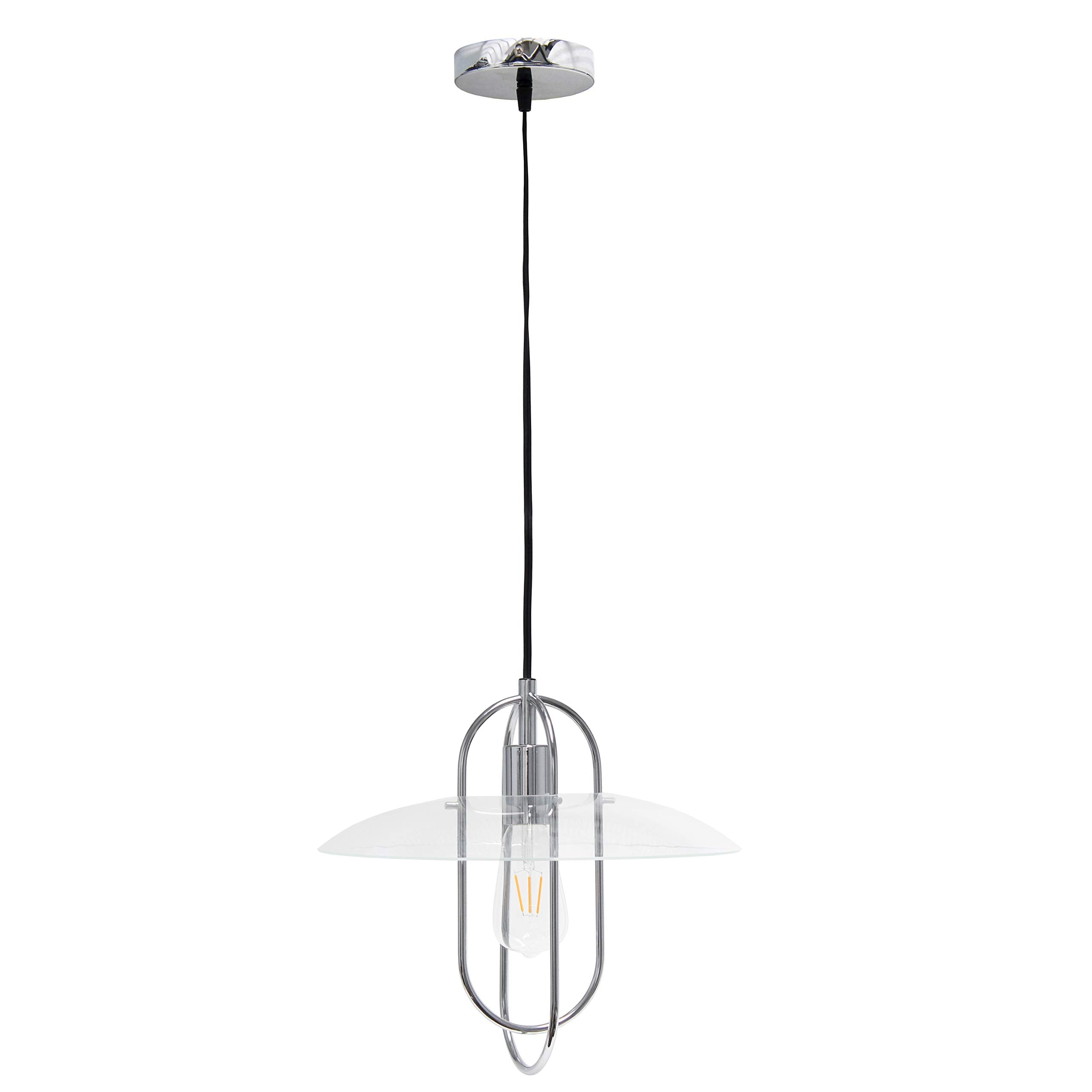 Simple Designs PT1008-CHR Modern Pendant Light, 1 Light, Chrome, Iron