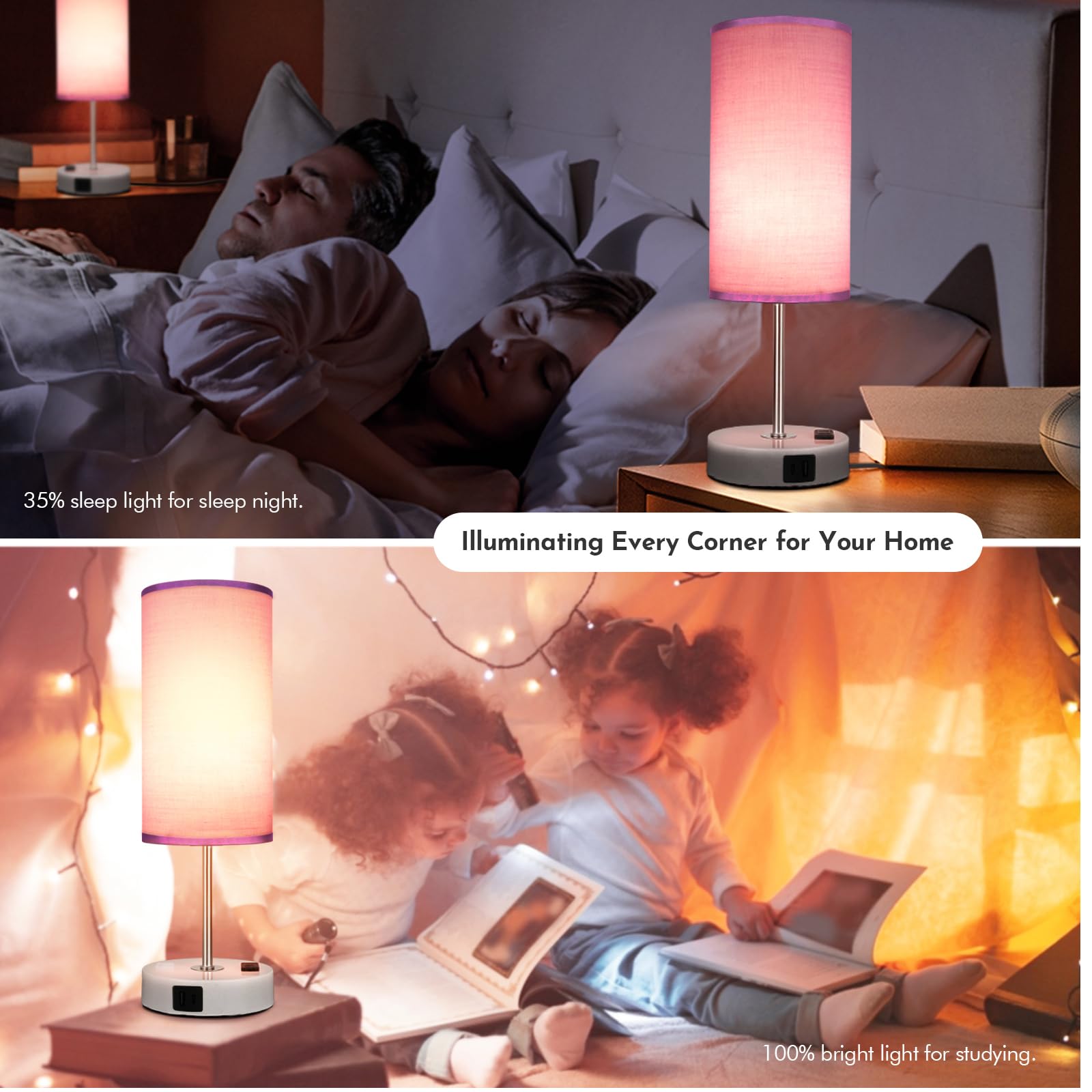 Gugsey Bedside Table Lamp With Usb Port - Touch Desk Lamp For Bedroom, 3 Way Dimmable Small Nightstand Lamp For Living Room, Bed