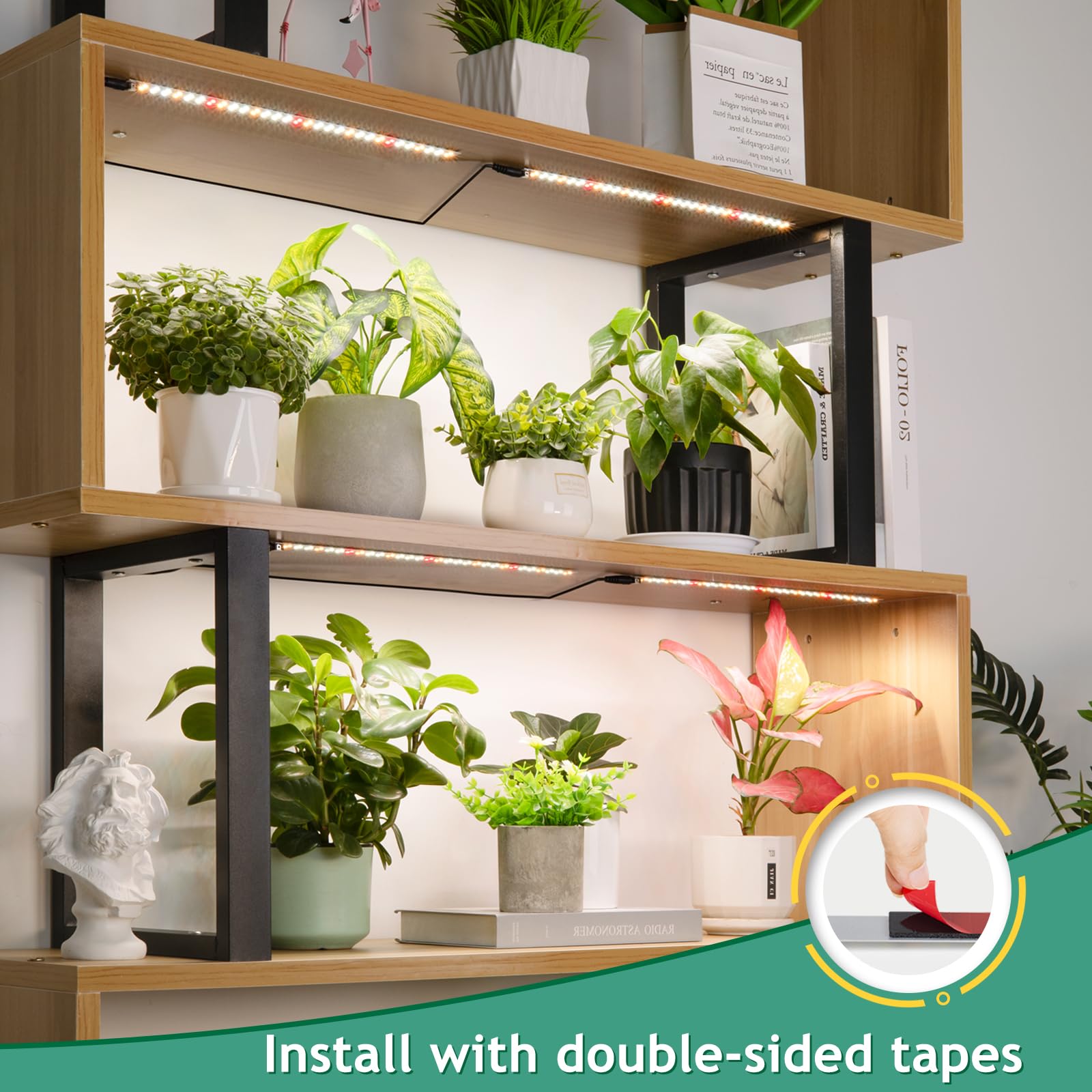 LBW Full Spectrum Grow Light Strip - 2 Pack, 480 LEDs, 10 Brightness Levels, Timer, Aluminum, Indoor Plant Lighting