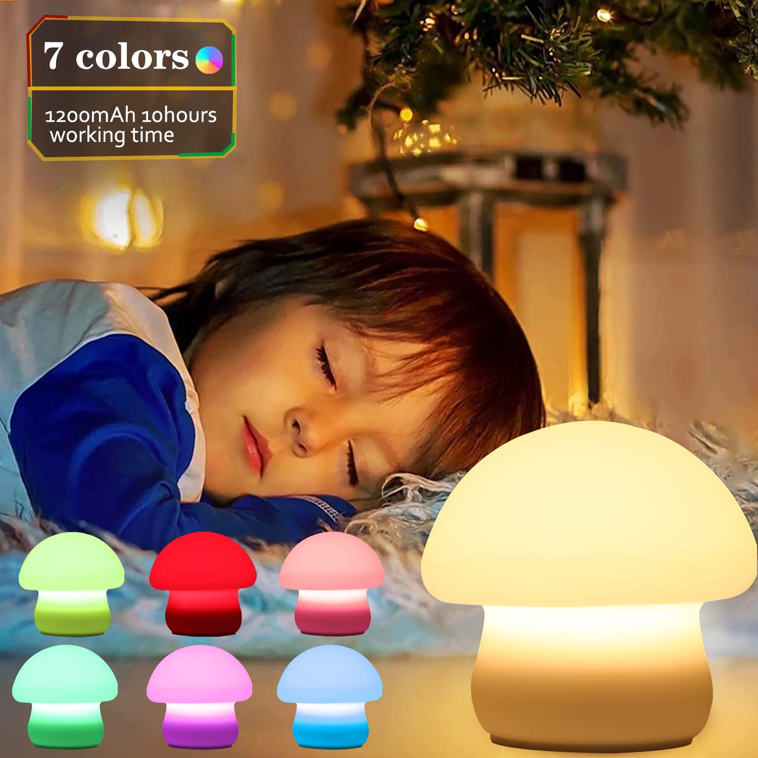 Tremdwoto Mushroom Lamp with Remote, Rechargeable 16Color Mushroom Night Light, Soft Squishy Silicone Nightlight The Ideal Birth