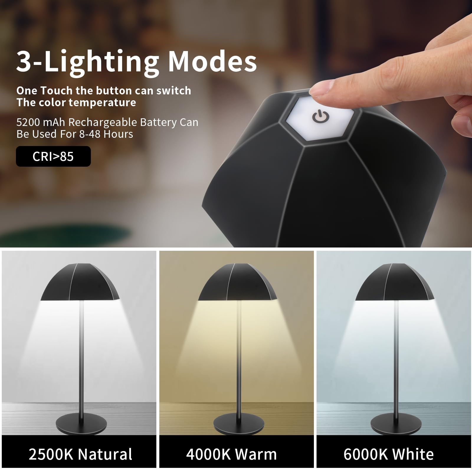 NOTOC LED Cordless Floor Lamp, Adjustable Height, Waterproof, Black, Model LDD-01, Ideal for Outdoor and Indoor Use