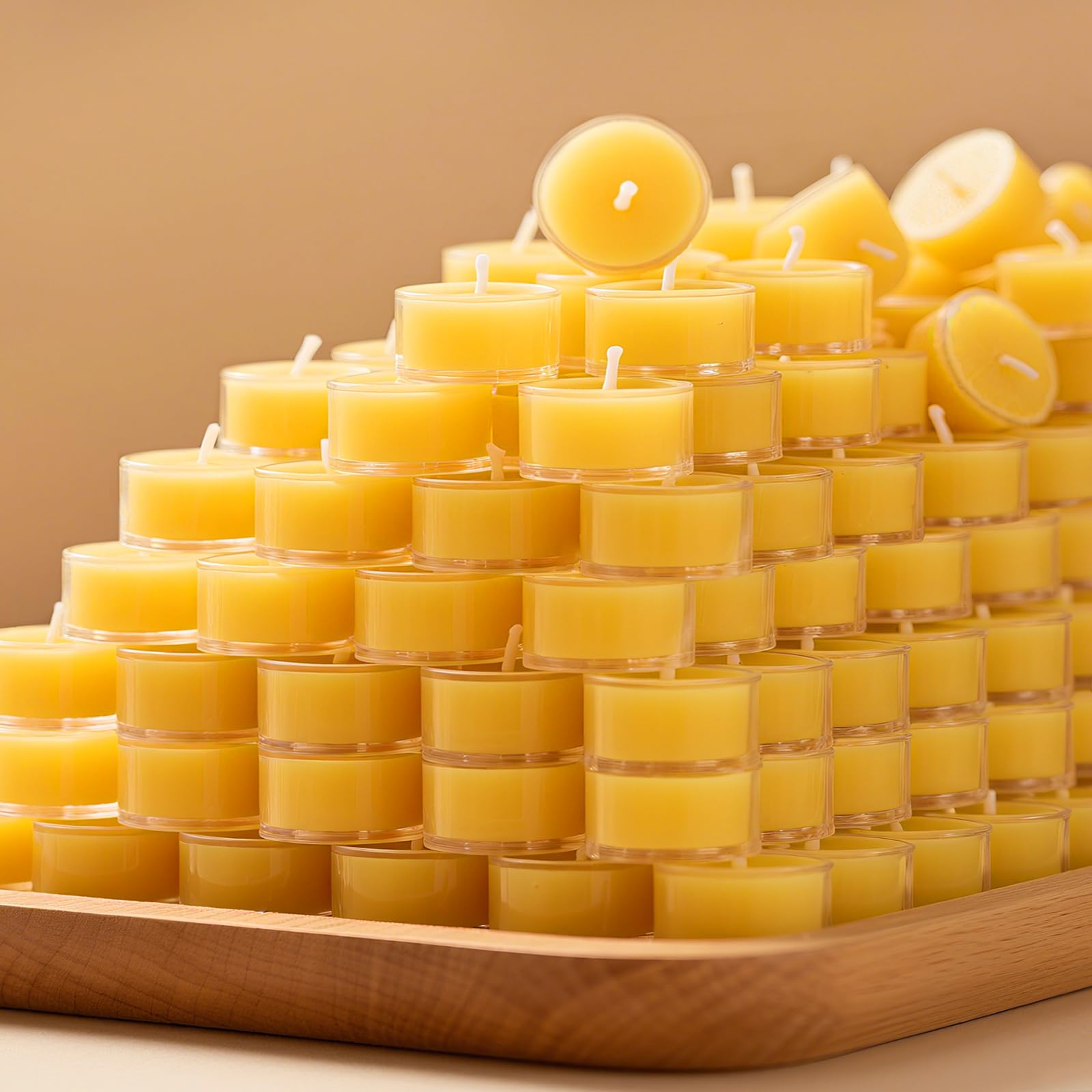 150Pcs Beeswax Tealight Candles, 100% Pure Beeswax Tea Candles | 4-Hour Extended Burn Time | Natural Bees Wax Tea Light Candle i