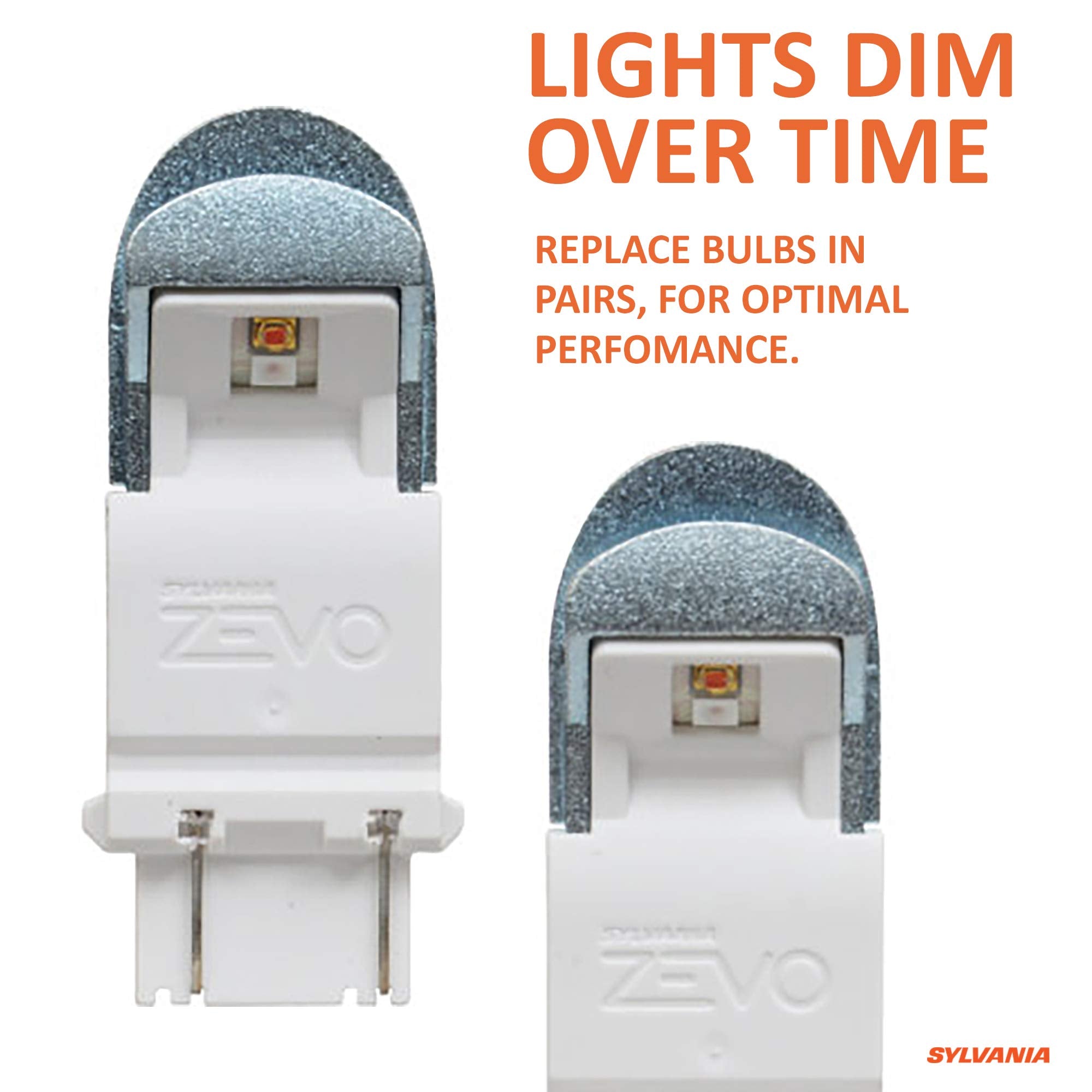 SYLVANIA 3156 ZEVO LED Amber Bulb - Bright LED for Park and Turn Lights, 2-Pack