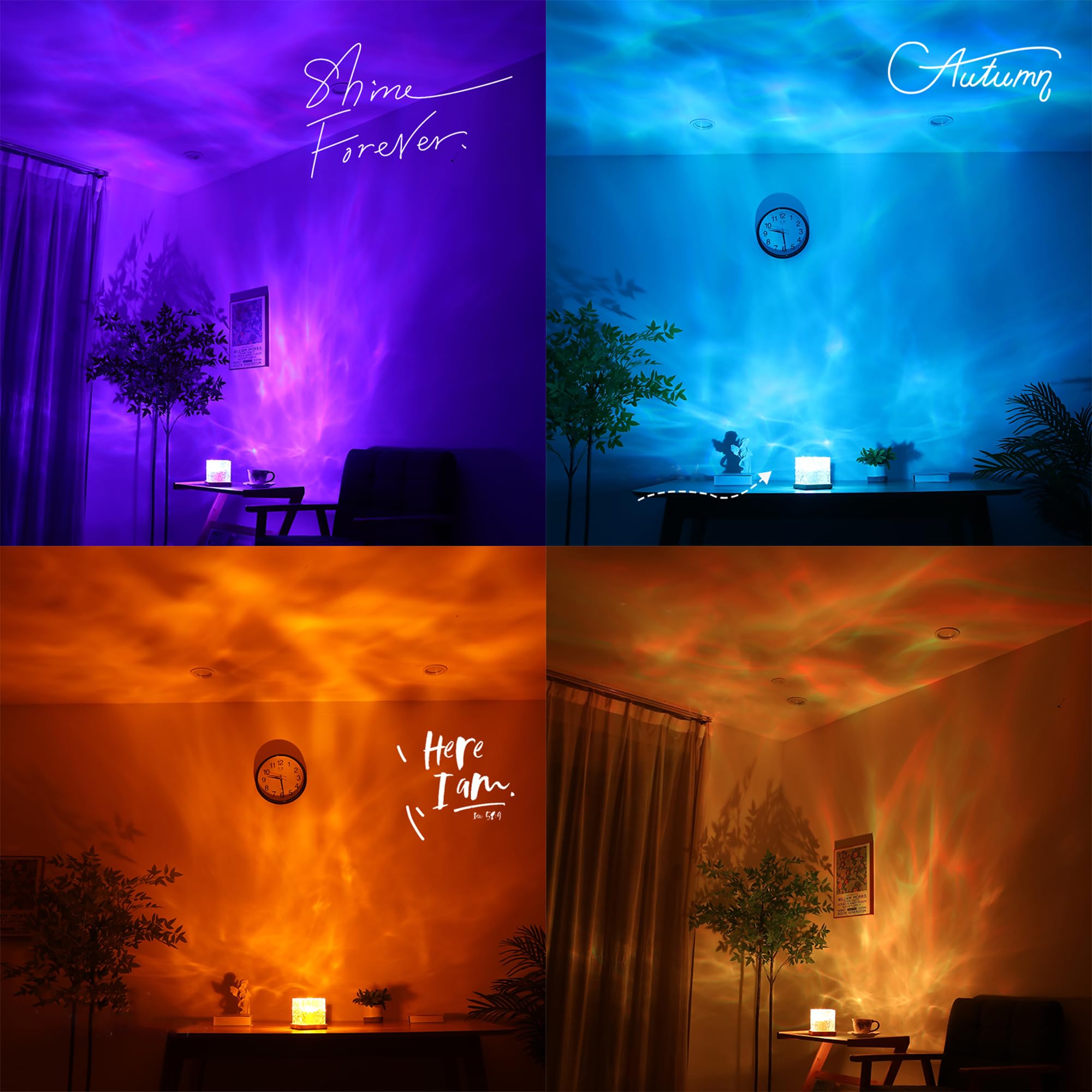 Doliiuy Northern Light Lamp, Wave Ocean Water Projector Lights, 16 Colors Gradual Rotating Flame Water Lamp, With App & Remote C